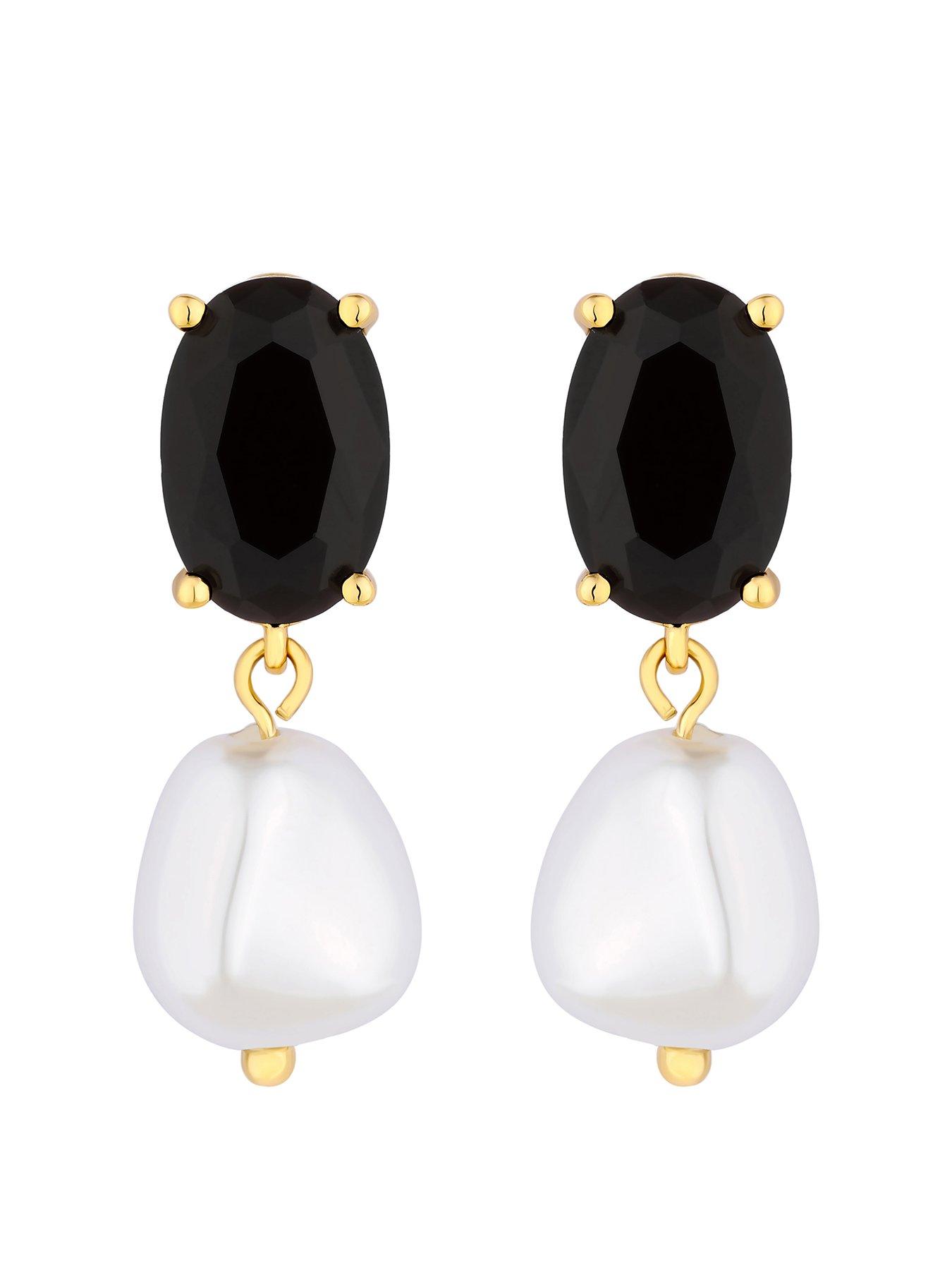 jon-richard-gold-plated-cubic-zirconia-jet-stone-and-pearl-drop-earringsfront