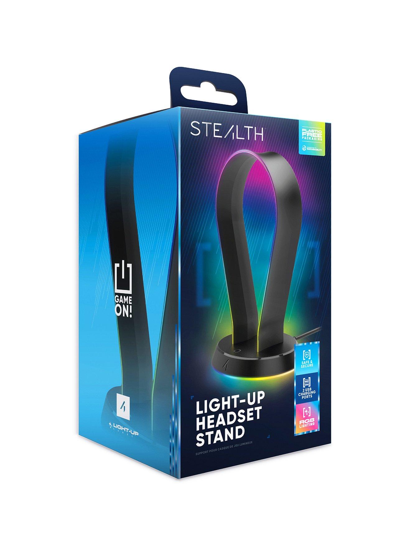 Image 2 of 6 of Stealth LED Light Up Gaming Headset Stand with 2x USB ports