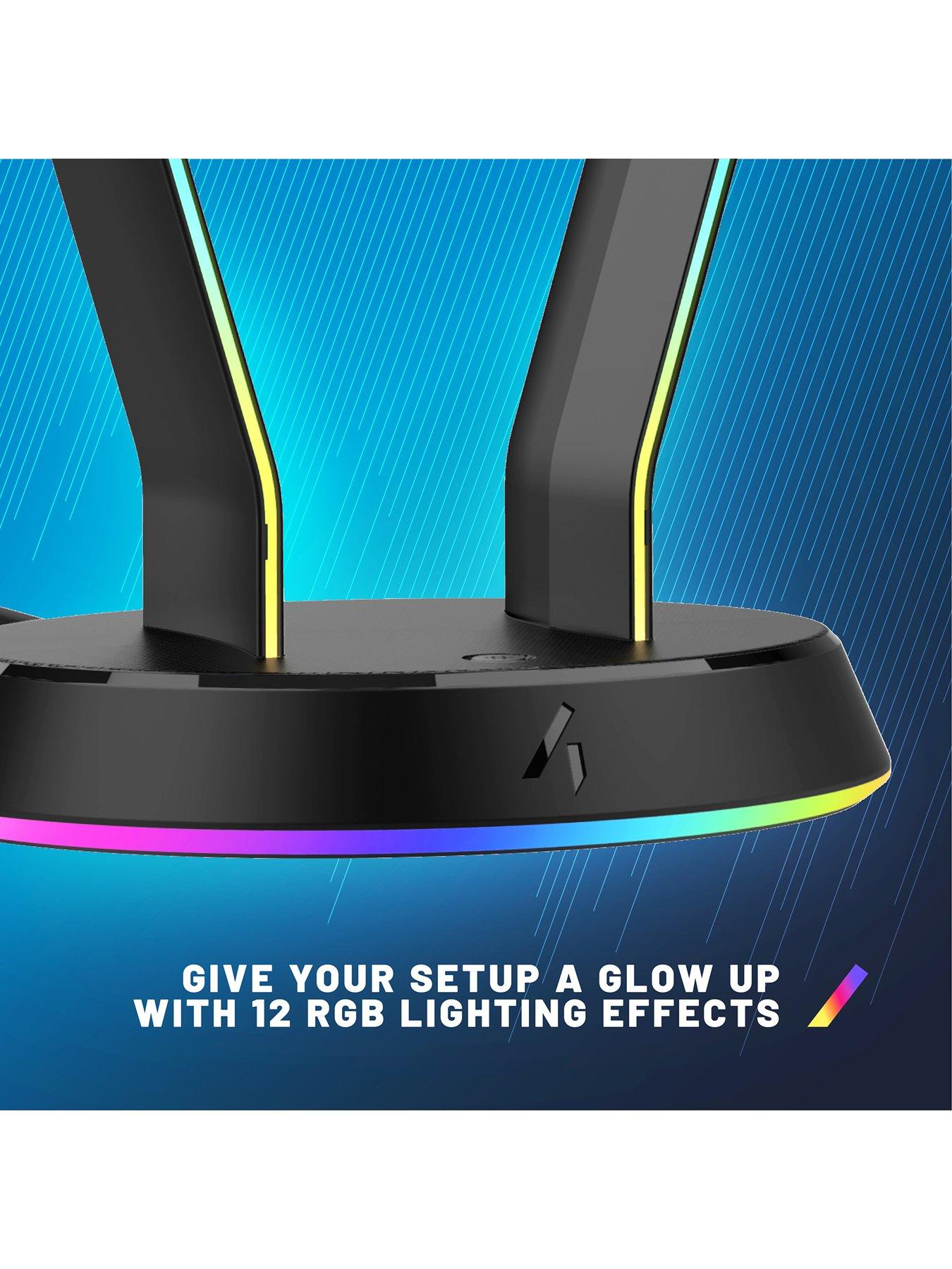 Image 3 of 6 of Stealth LED Light Up Gaming Headset Stand with 2x USB ports