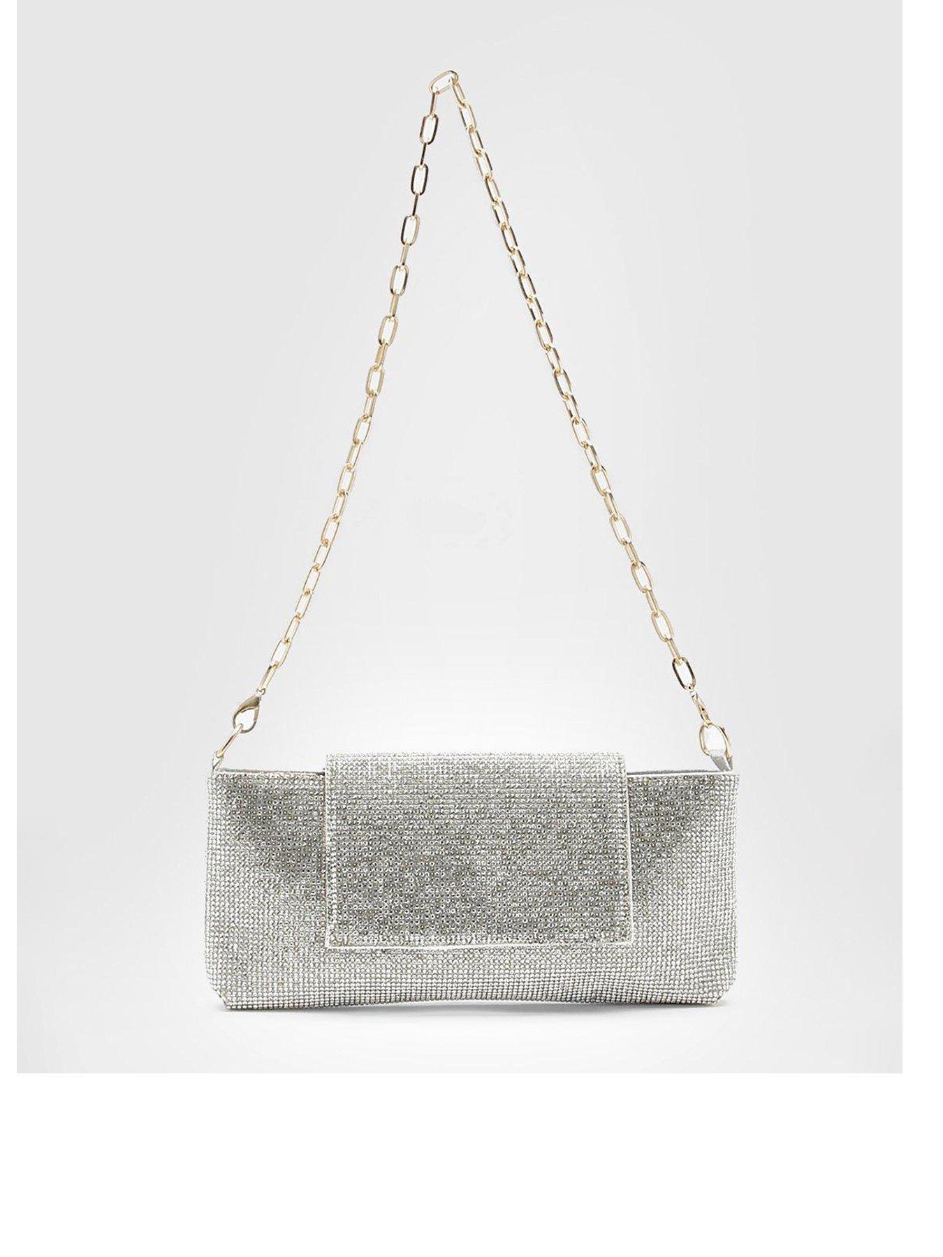 Boohoo Diamante Chain Strap Bag Silver Very Ireland