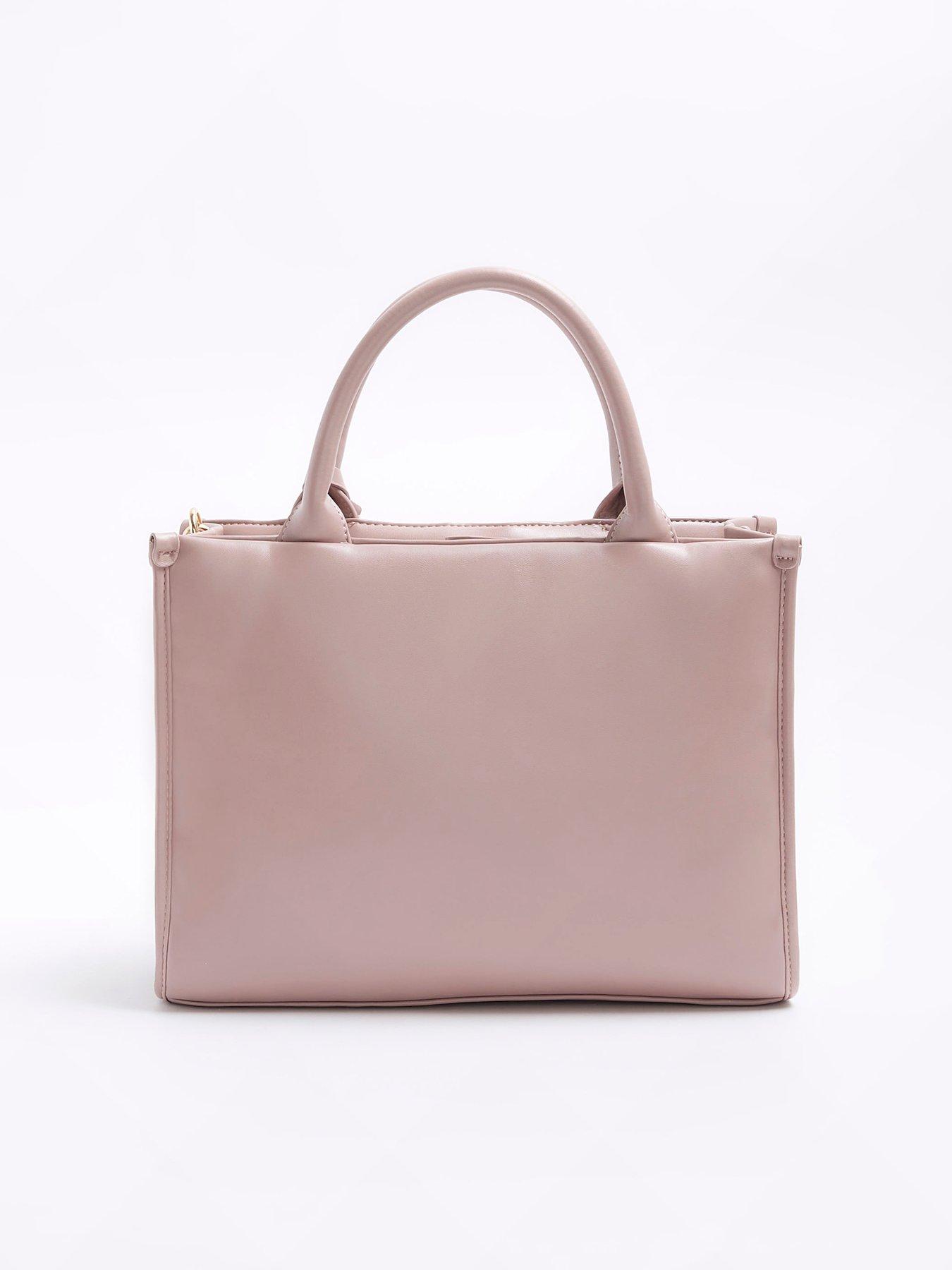 Girls Pu Heart Stud Shopper Bag Pink