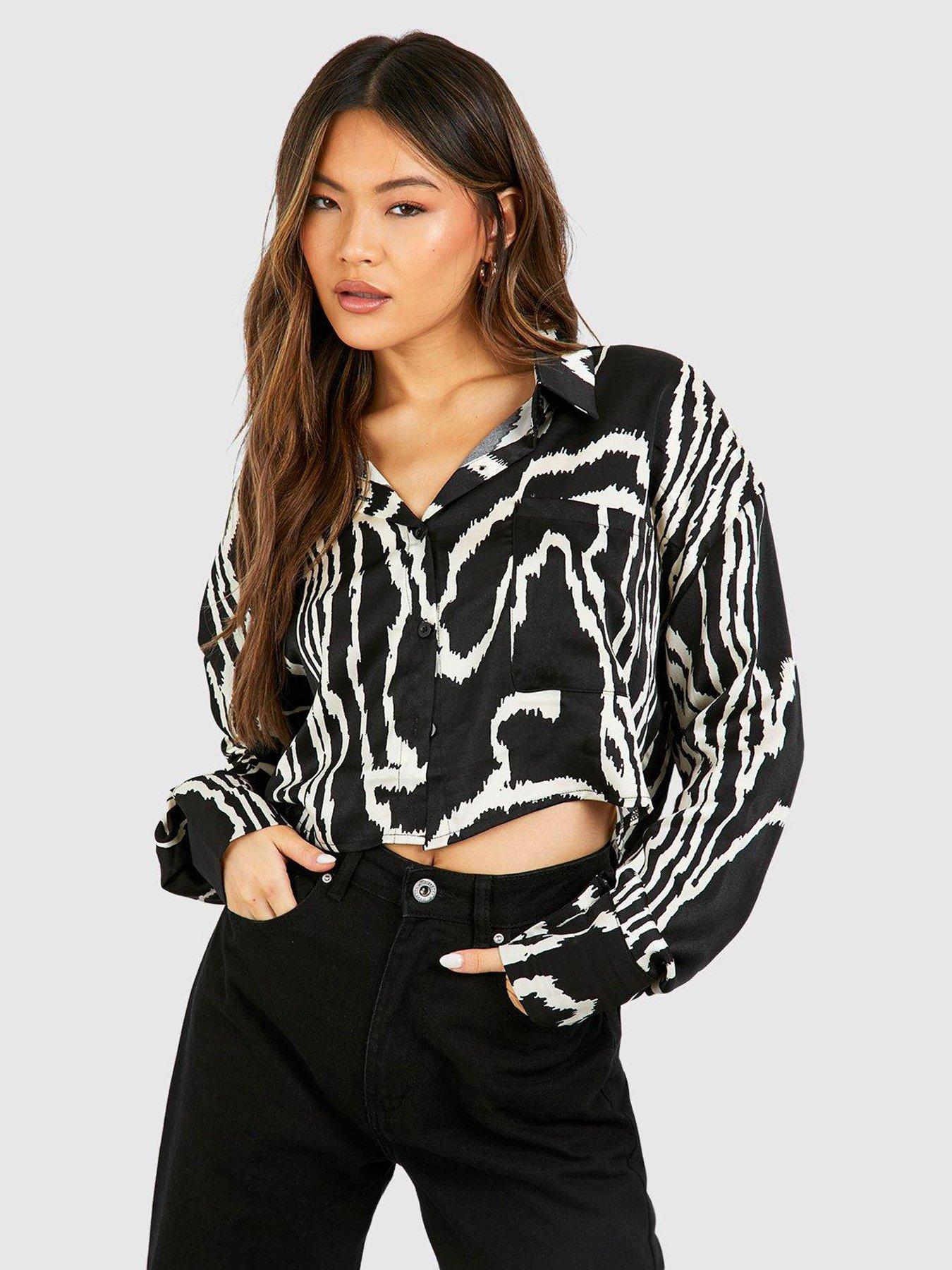 New Look Black Stripe Semi Sheer Satin Shirt