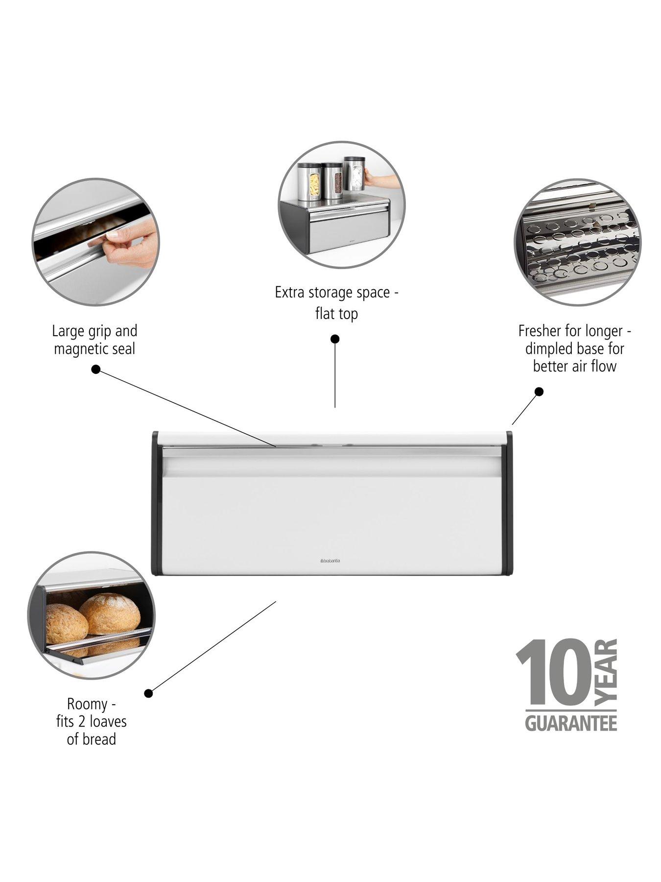 Image 6 of 6 of Brabantia Fall Front Bread Bin in White