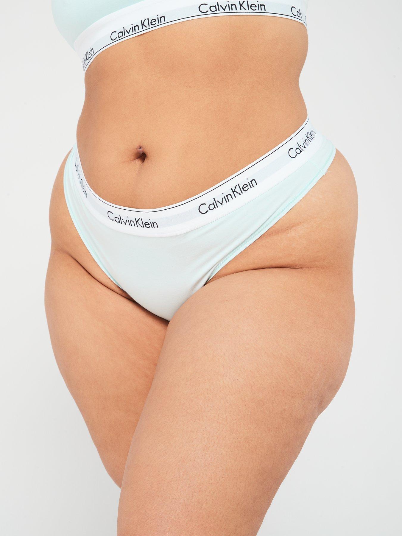 Calvin Klein Plus Size modern cotton thong in white