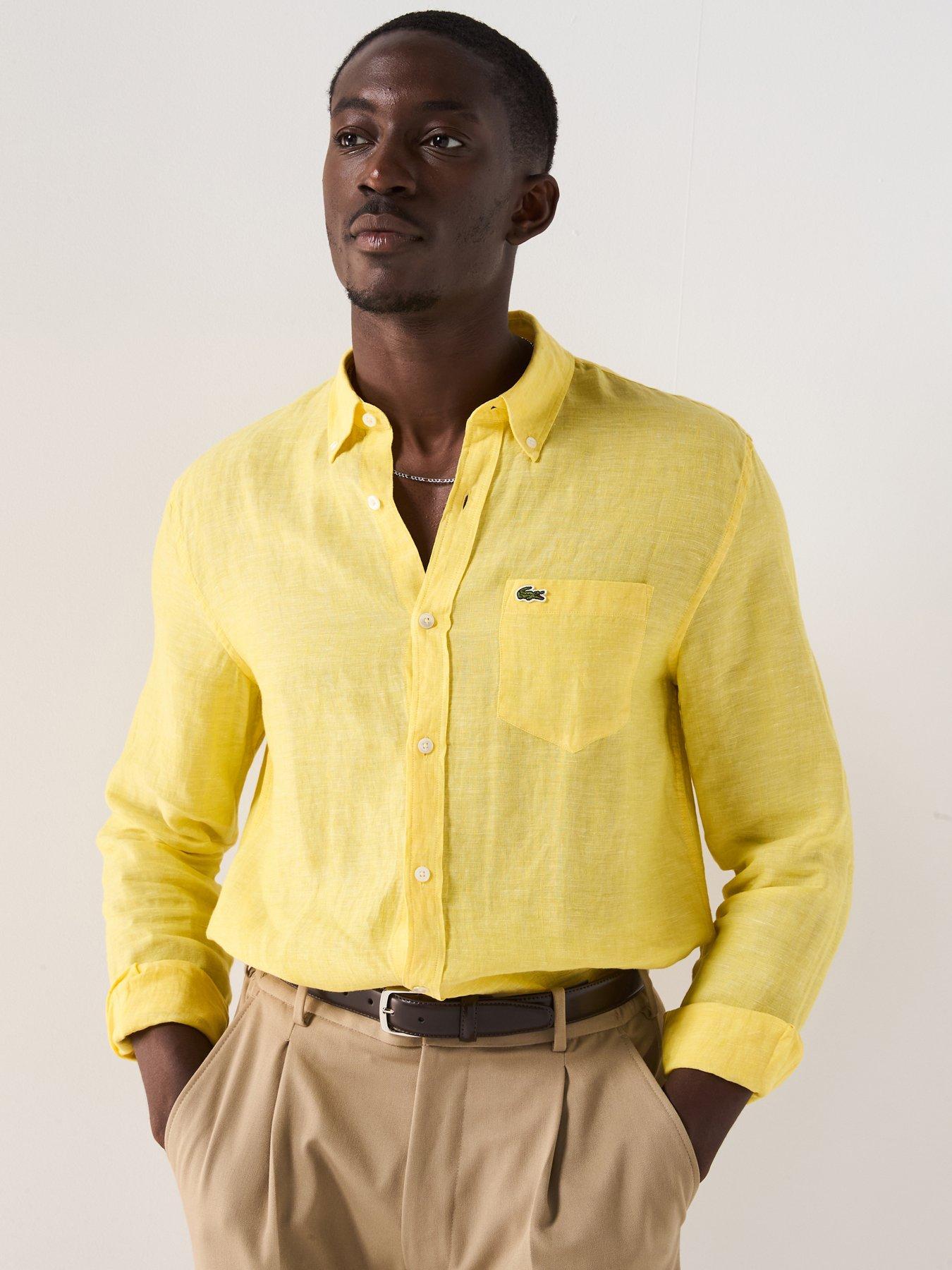 undefined Lacoste Long Sleeve Linen Shirt - Yellow
