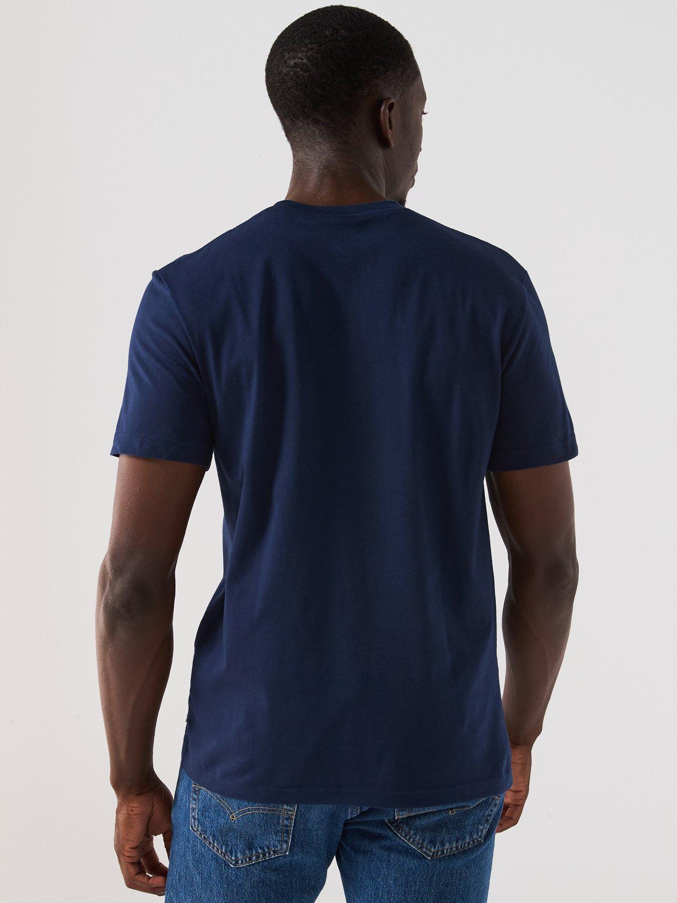 Image 2 of 4 of Lacoste Large Croc Logo Print T-Shirt - Dark Blue