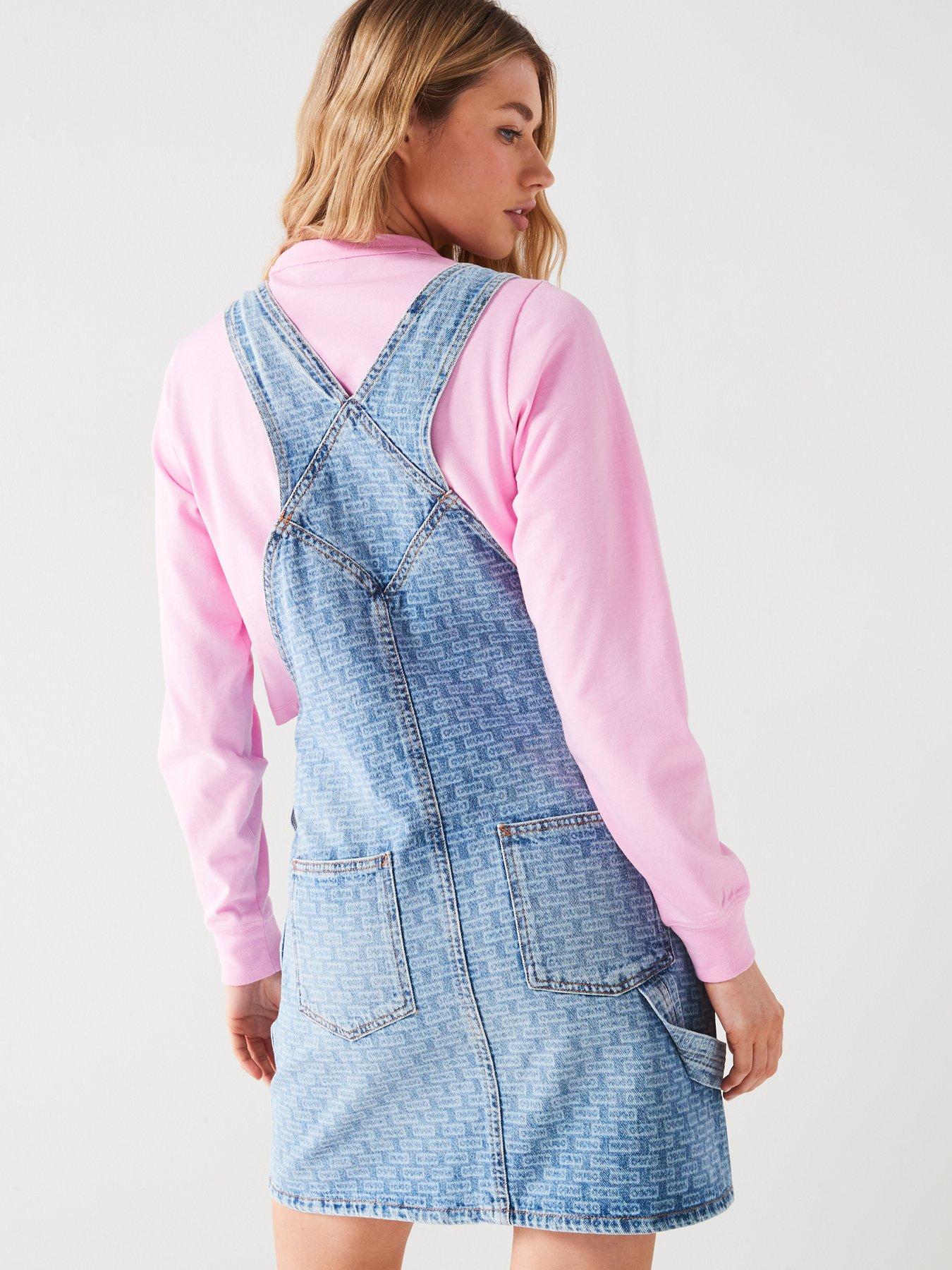 hugo-blue-garli-all-over-logo-denim-pinafore-dress-bluestillFront