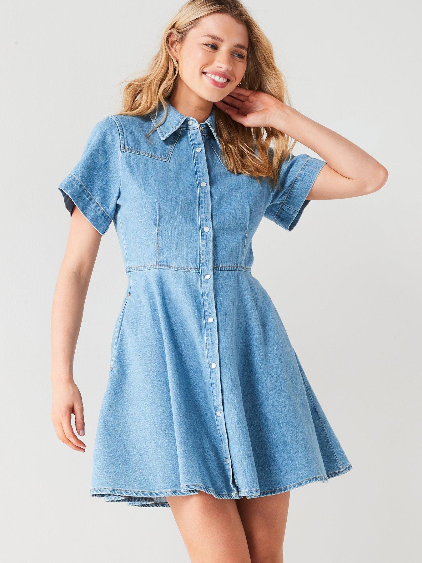 hugo-red-kastari-denim-shirt-dress-blue