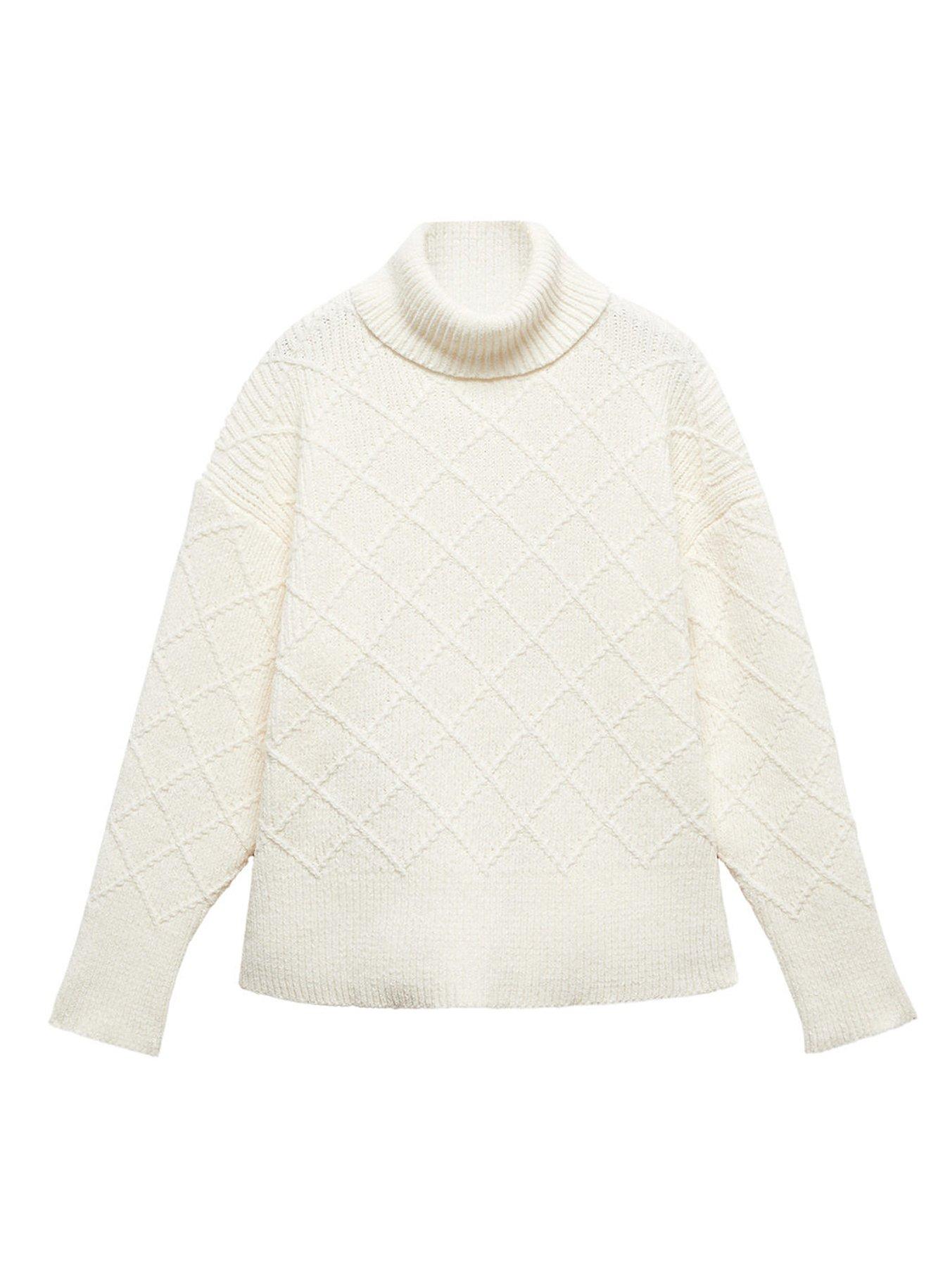 Mango Girls Knitted Roll Neck Jumper Cream Very Ireland