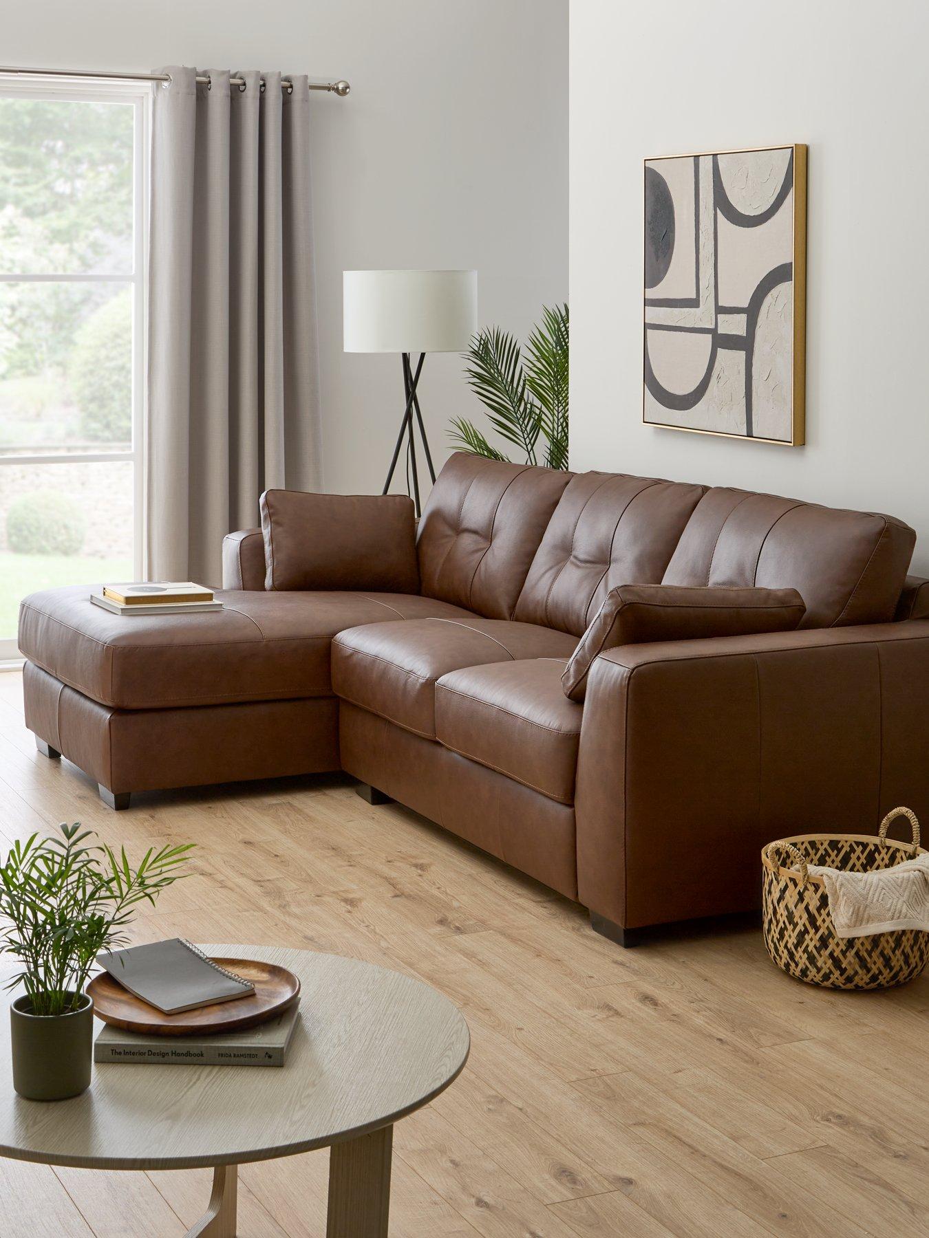 very-home-arden-left-hand-leather-corner-chaise