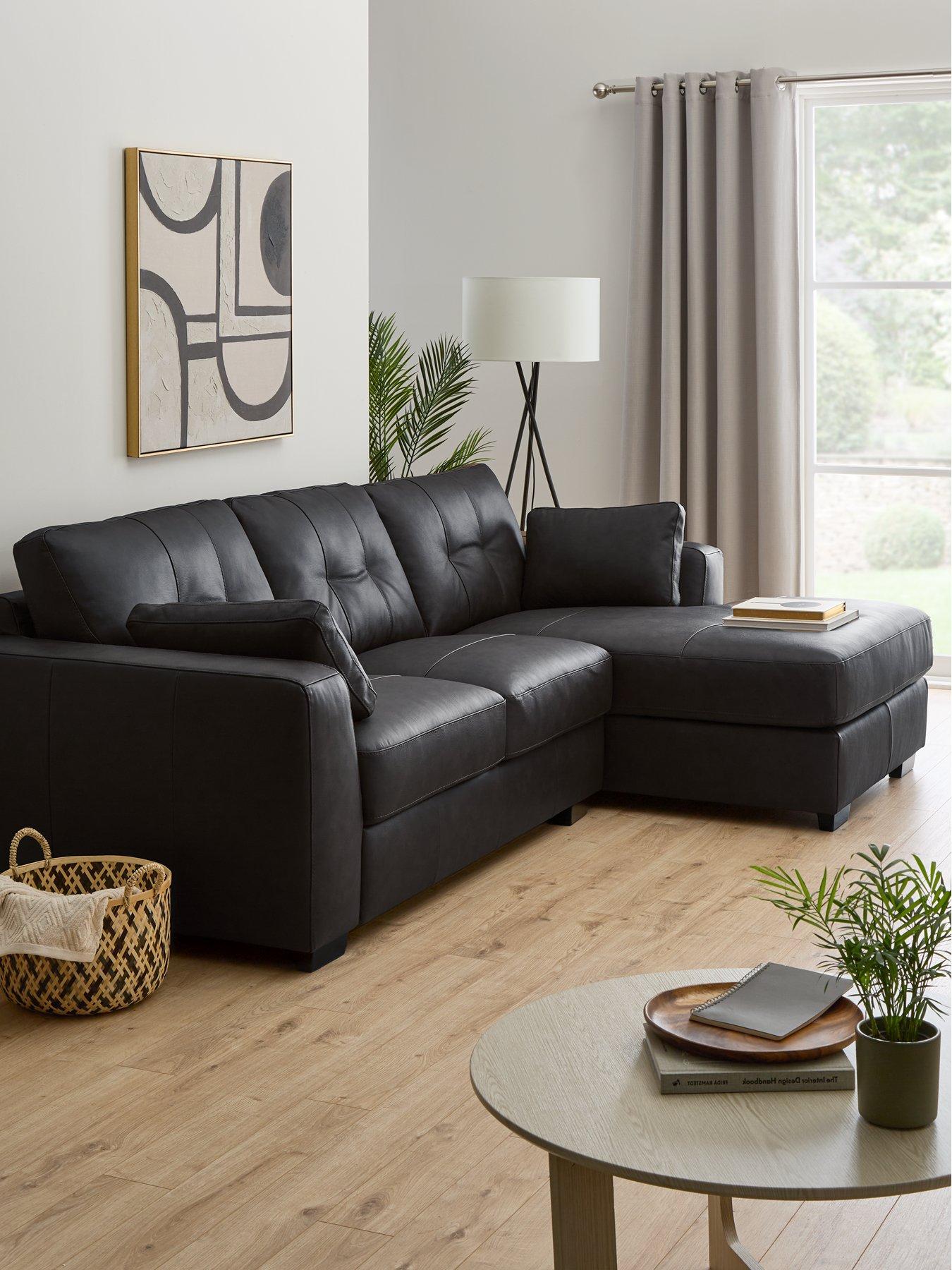 very-home-arden-right-hand-leather-corner-chaise