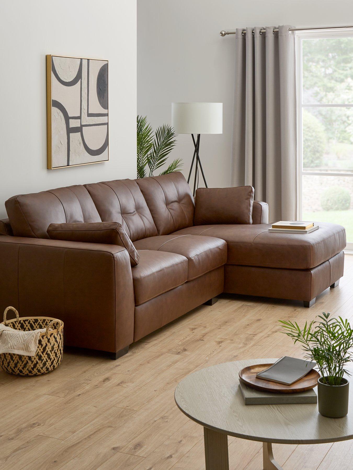 very-home-arden-right-hand-leather-corner-chaise