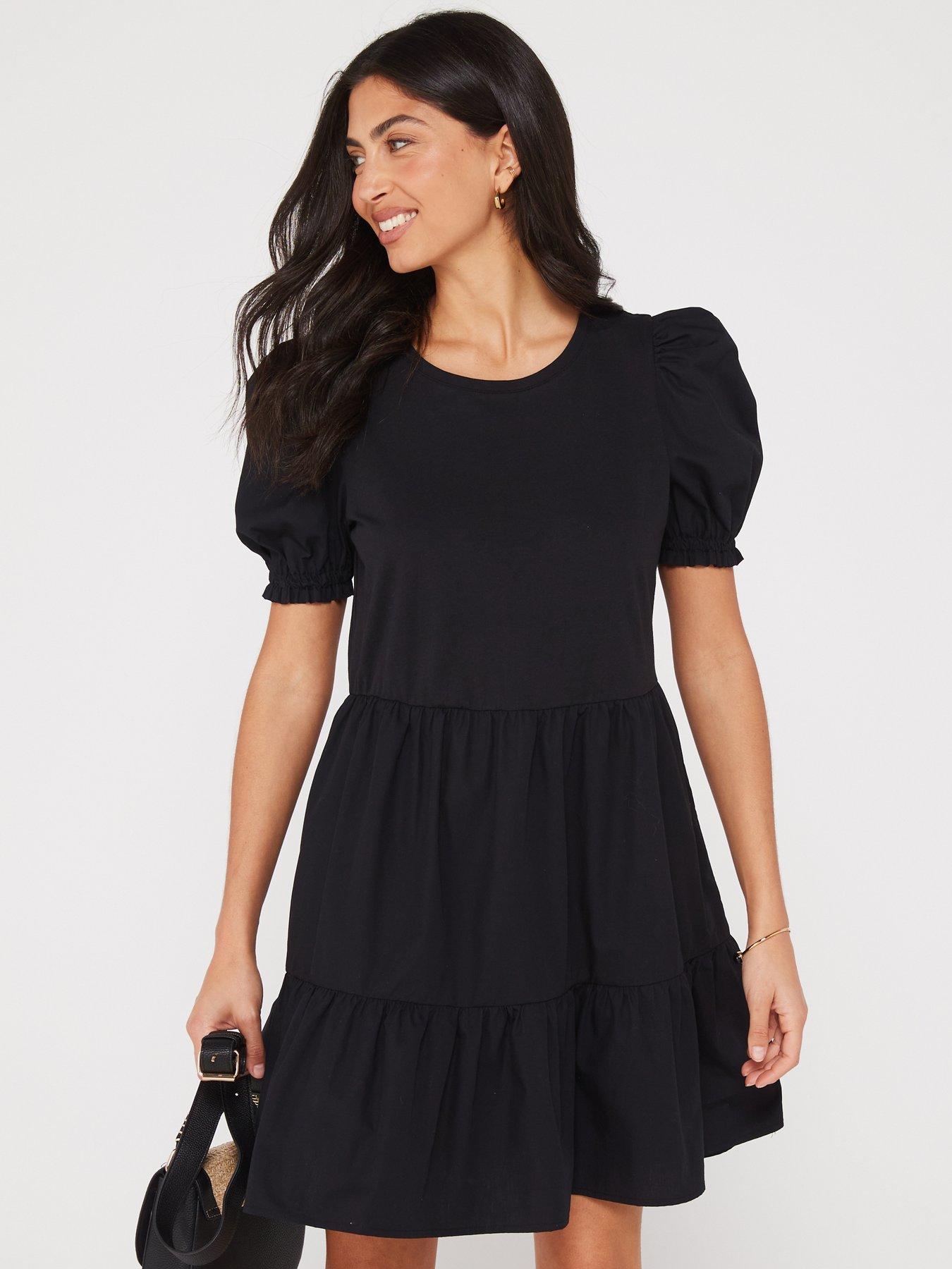 v-by-very-tiered-short-sleeve-mini-dress-blacknbsp