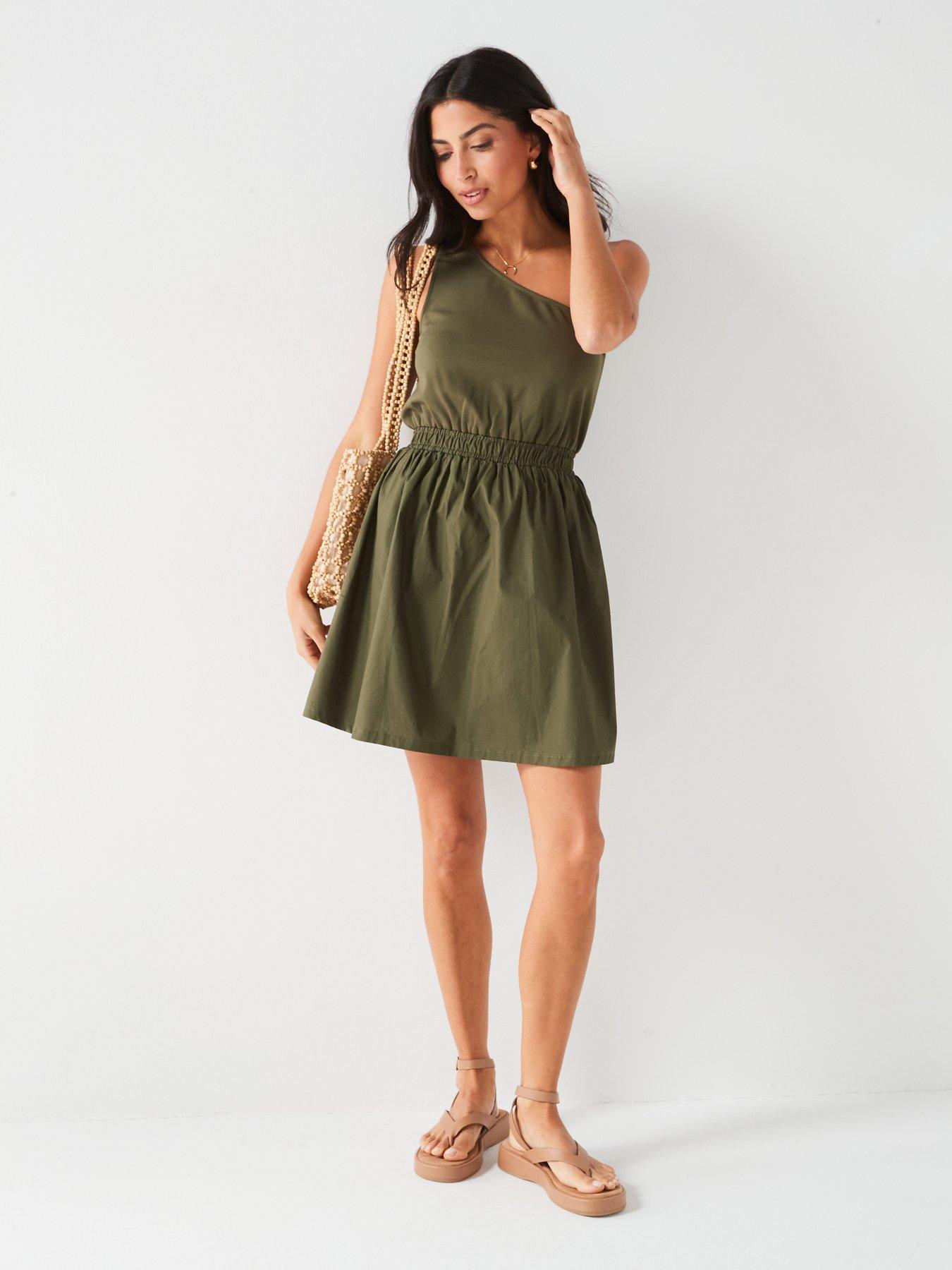 v-by-very-one-shoulder-jersey-woven-mix-dress-greenback