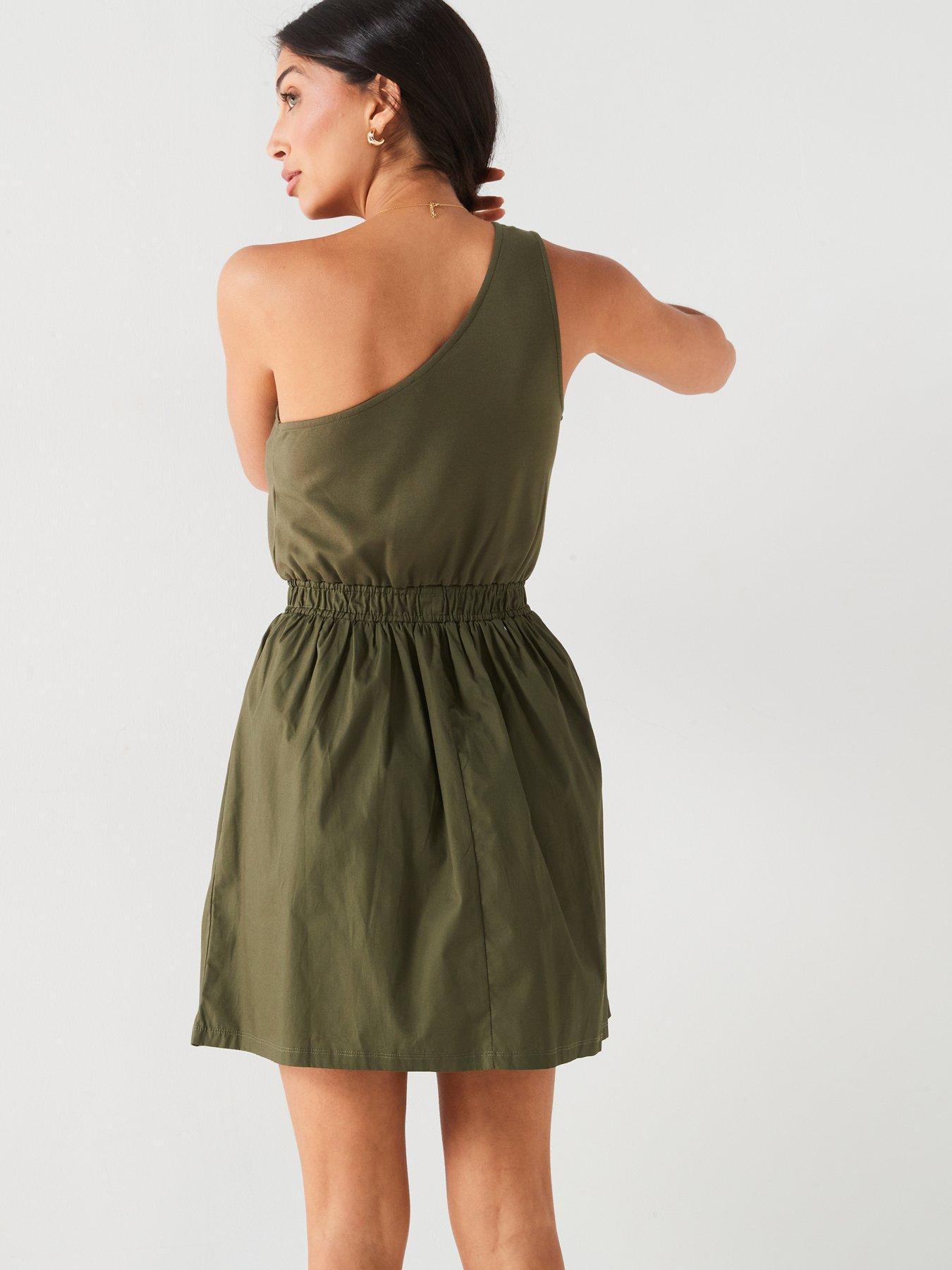 v-by-very-one-shoulder-jersey-woven-mix-dress-greendetail