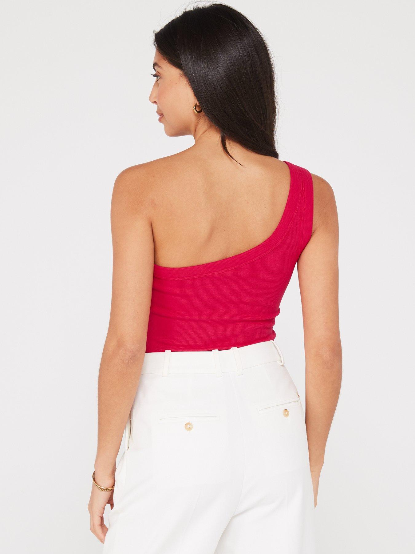 v-by-very-one-shoulder-rib-vest-pinkstillFront