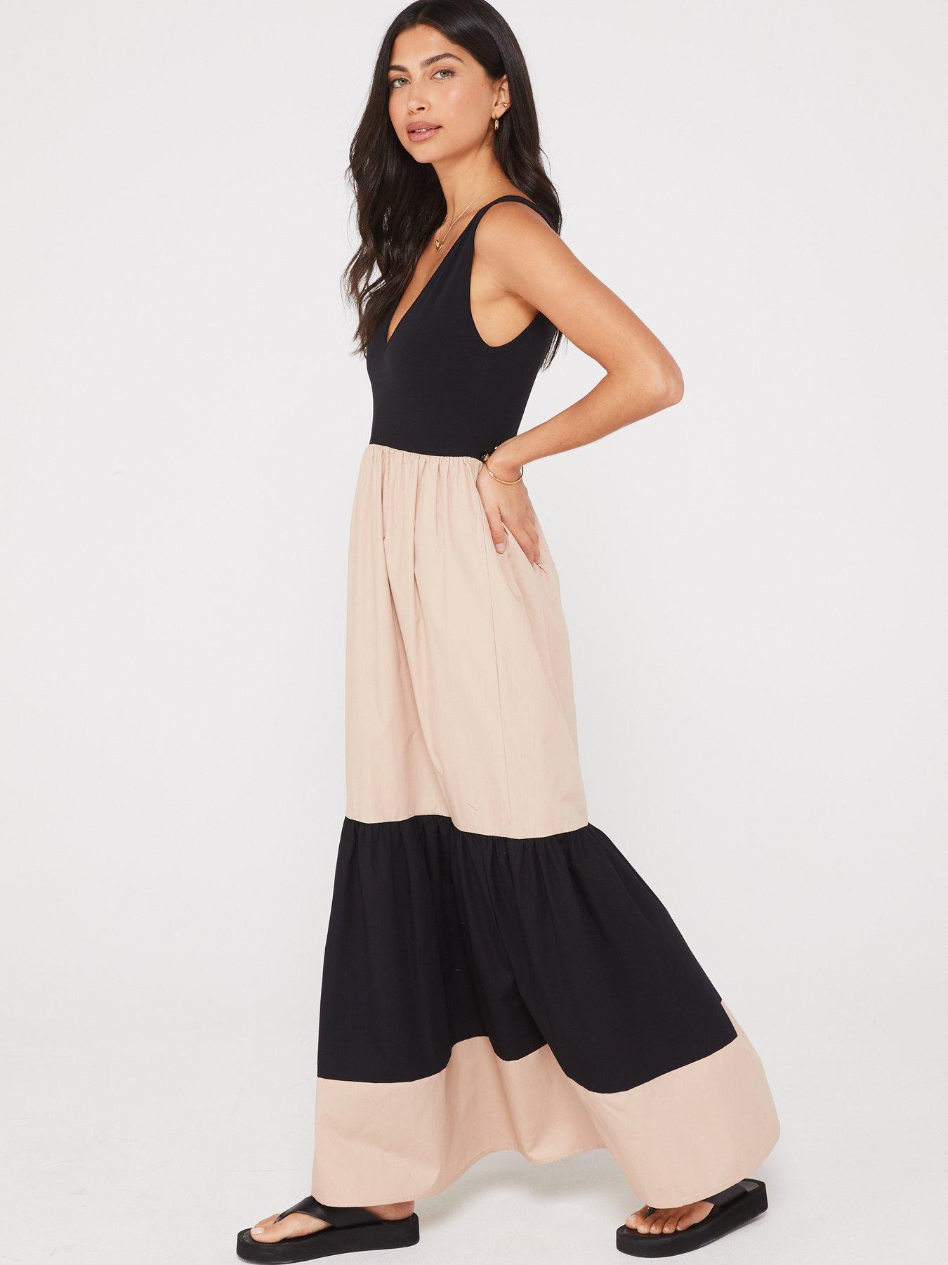 v-by-very-tiered-jersey-maxi-dressnbspdress-blacknudenbspdetail