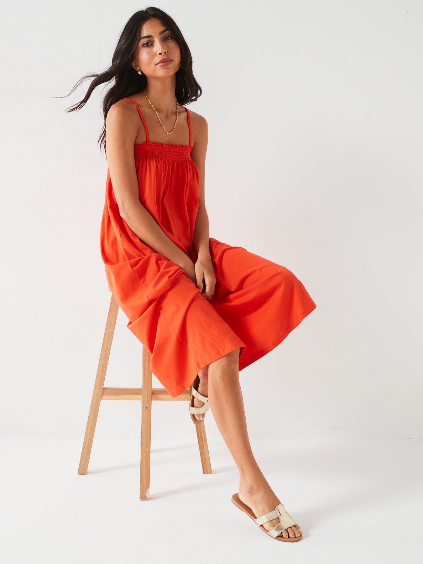 everyday-sheered-bandeau-strappy-maxi-dress-orange