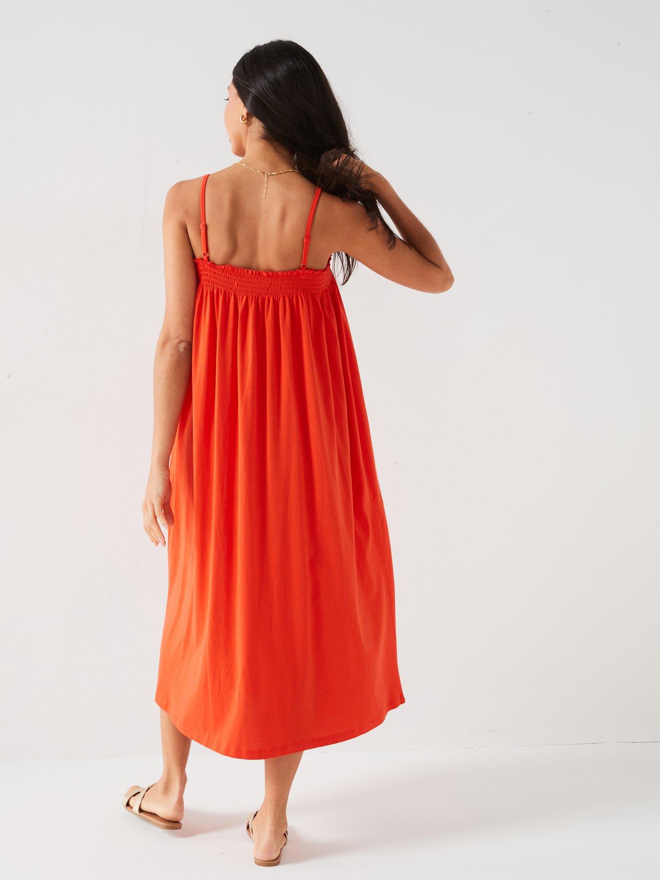 everyday-sheered-bandeau-strappy-maxi-dress-orangestillFront