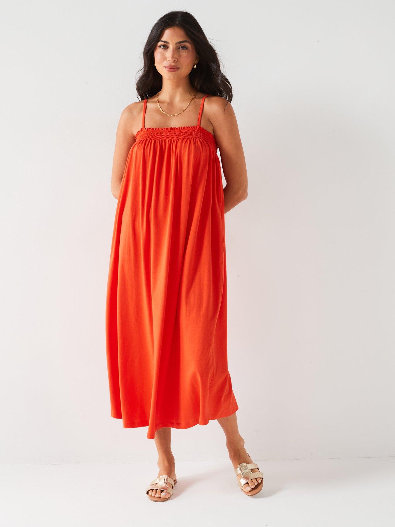 everyday-sheered-bandeau-strappy-maxi-dress-orangeback