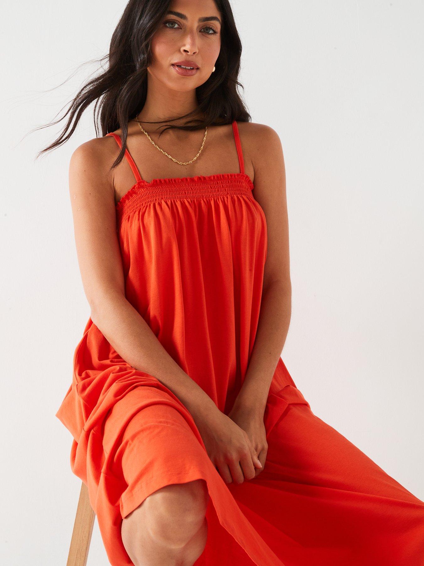 everyday-sheered-bandeau-strappy-maxi-dress-orangeoutfit