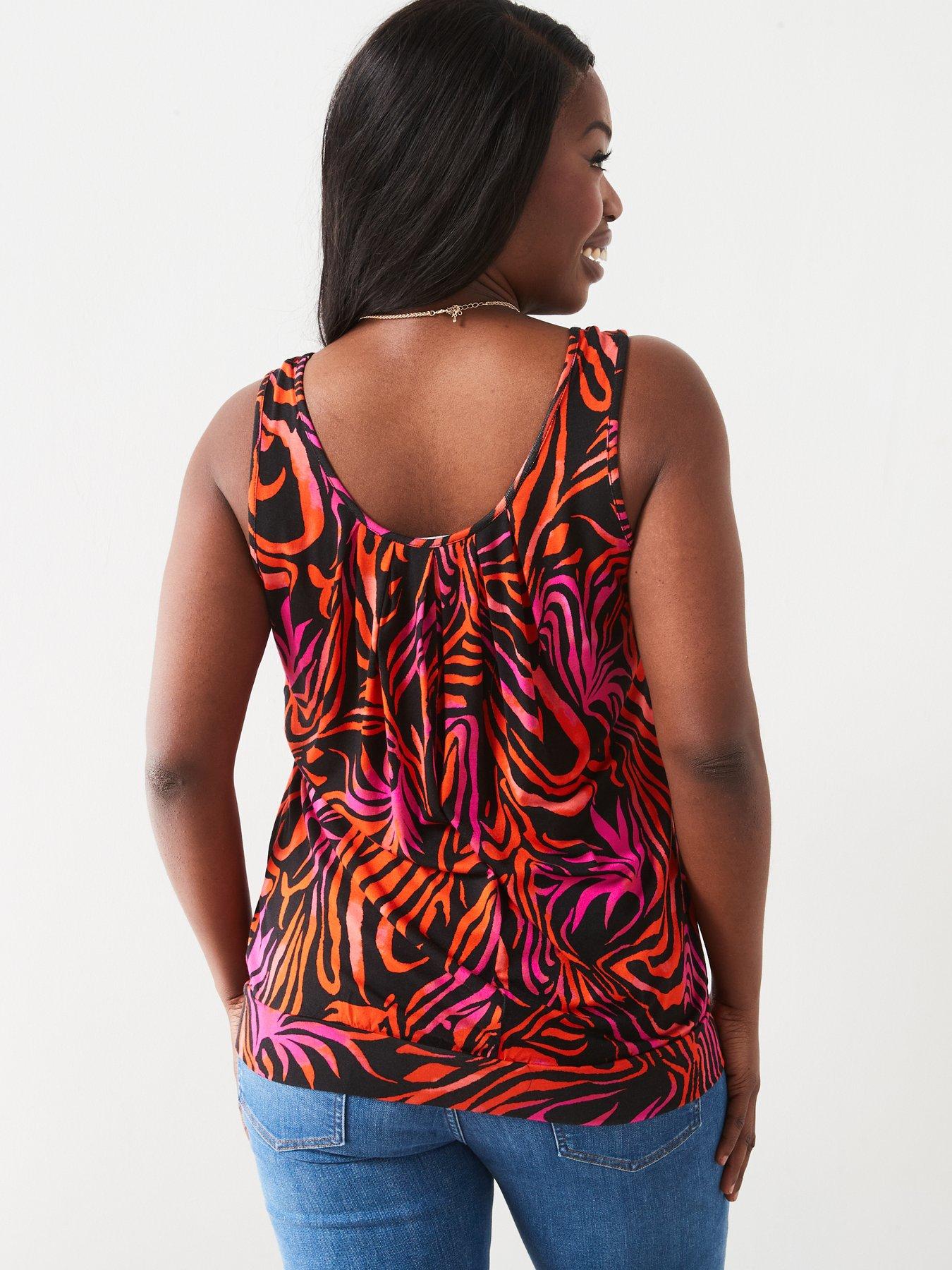 Image 3 of 7 of V by Very Curve Tiered Scoop Wide Strap Vest - Black/Zebra