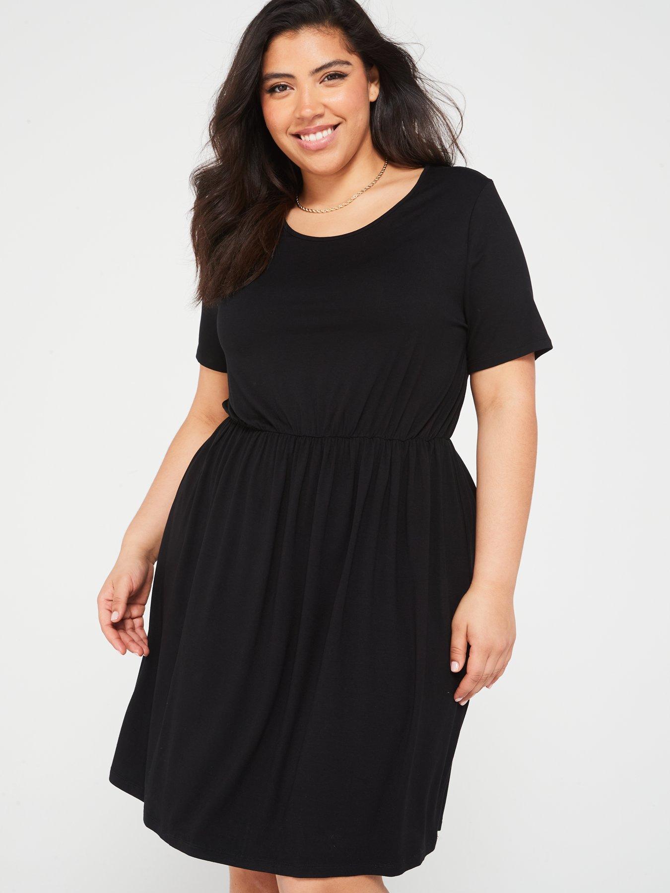 Black jersey dress short sleeve on sale