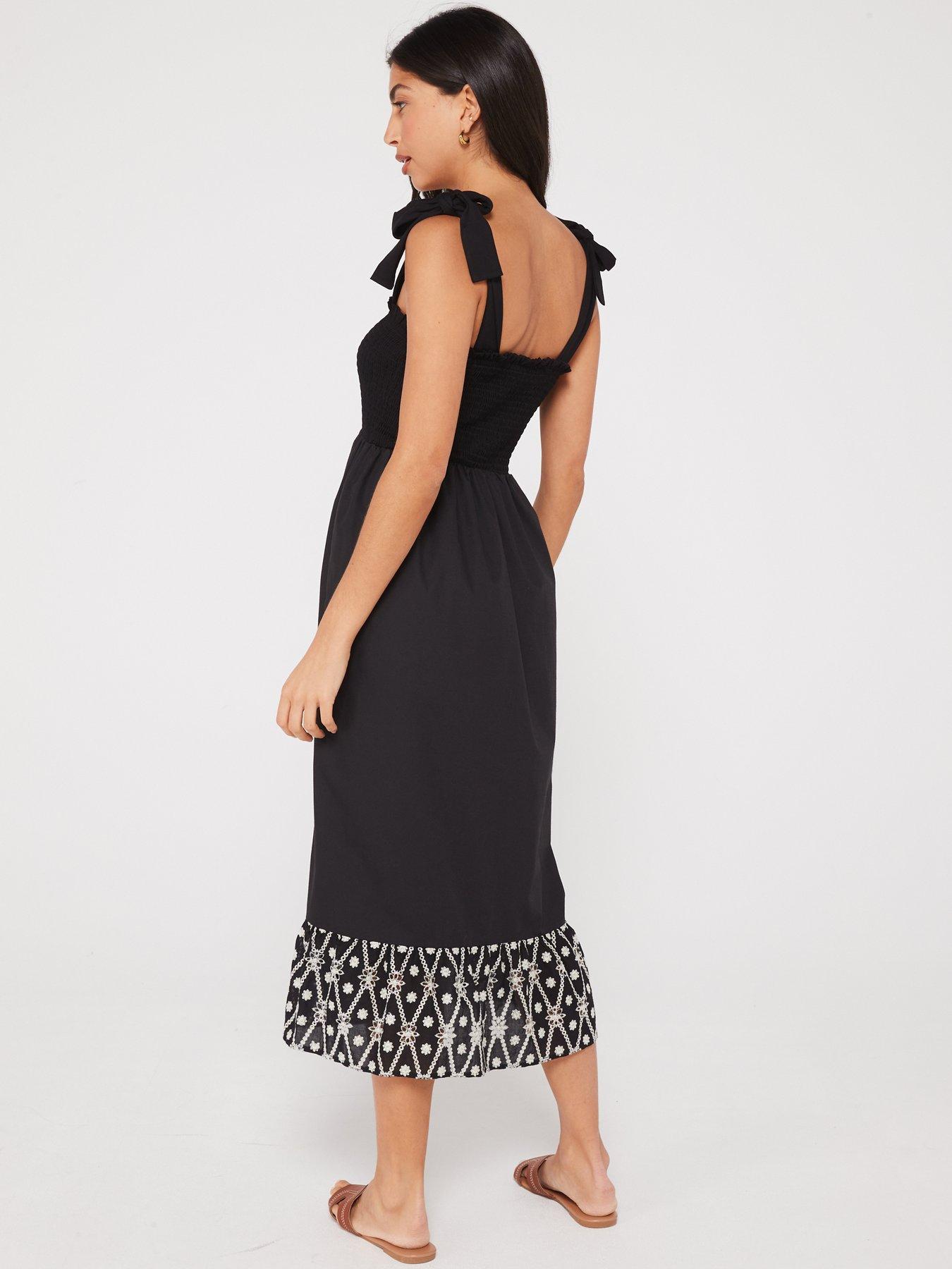 v-by-very-embroidered-hem-maxi-dress-blackstillFront