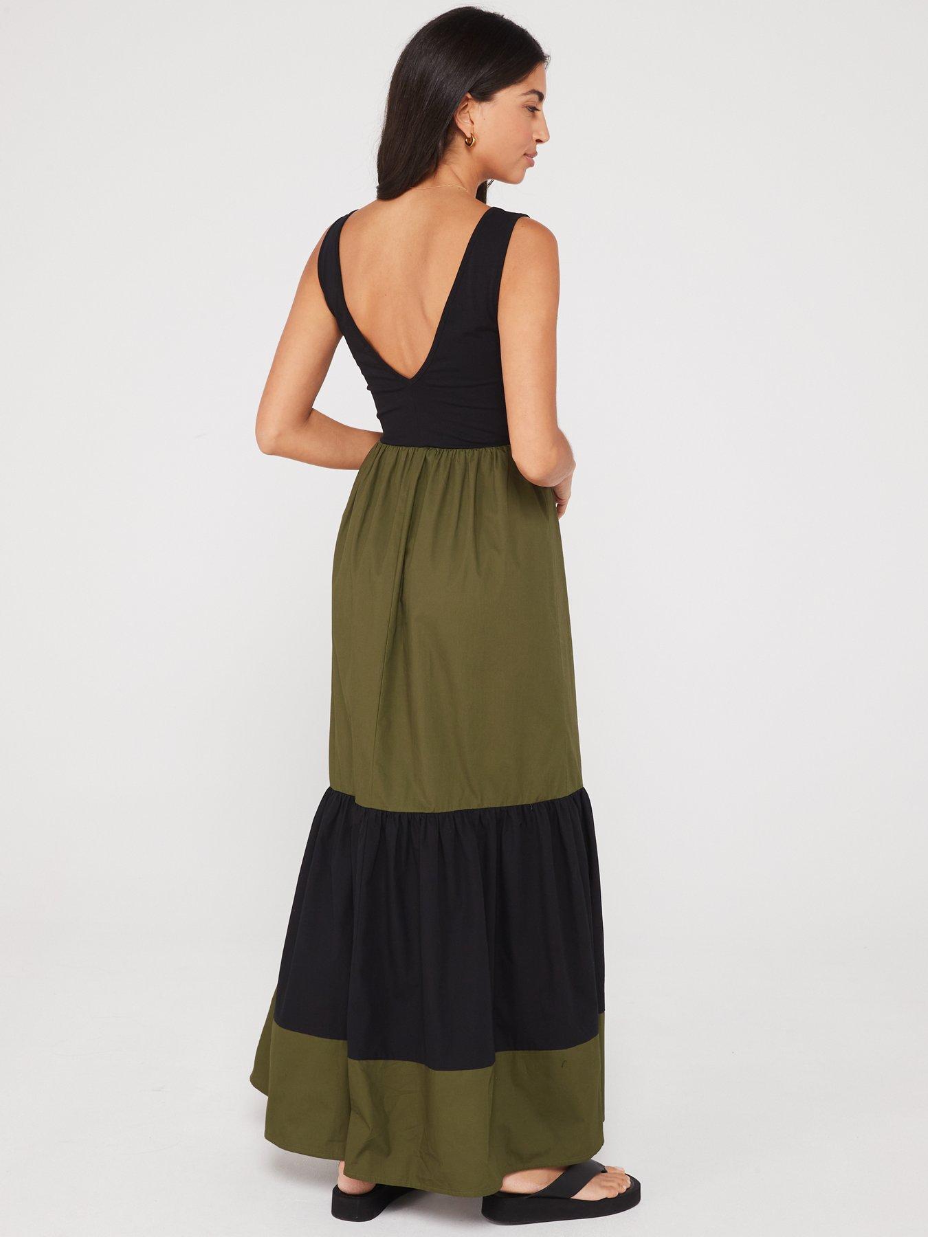 Clarice Tiered Maxi Dress - Khaki