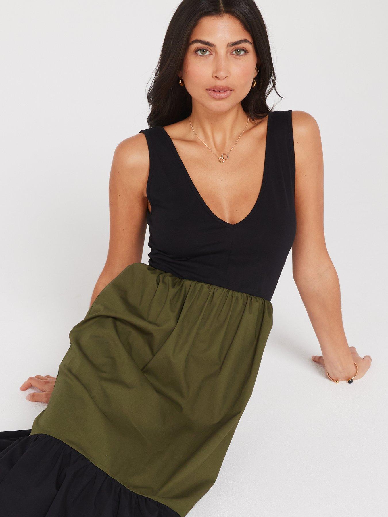 Voss Khaki Stretchy Jersey Dress