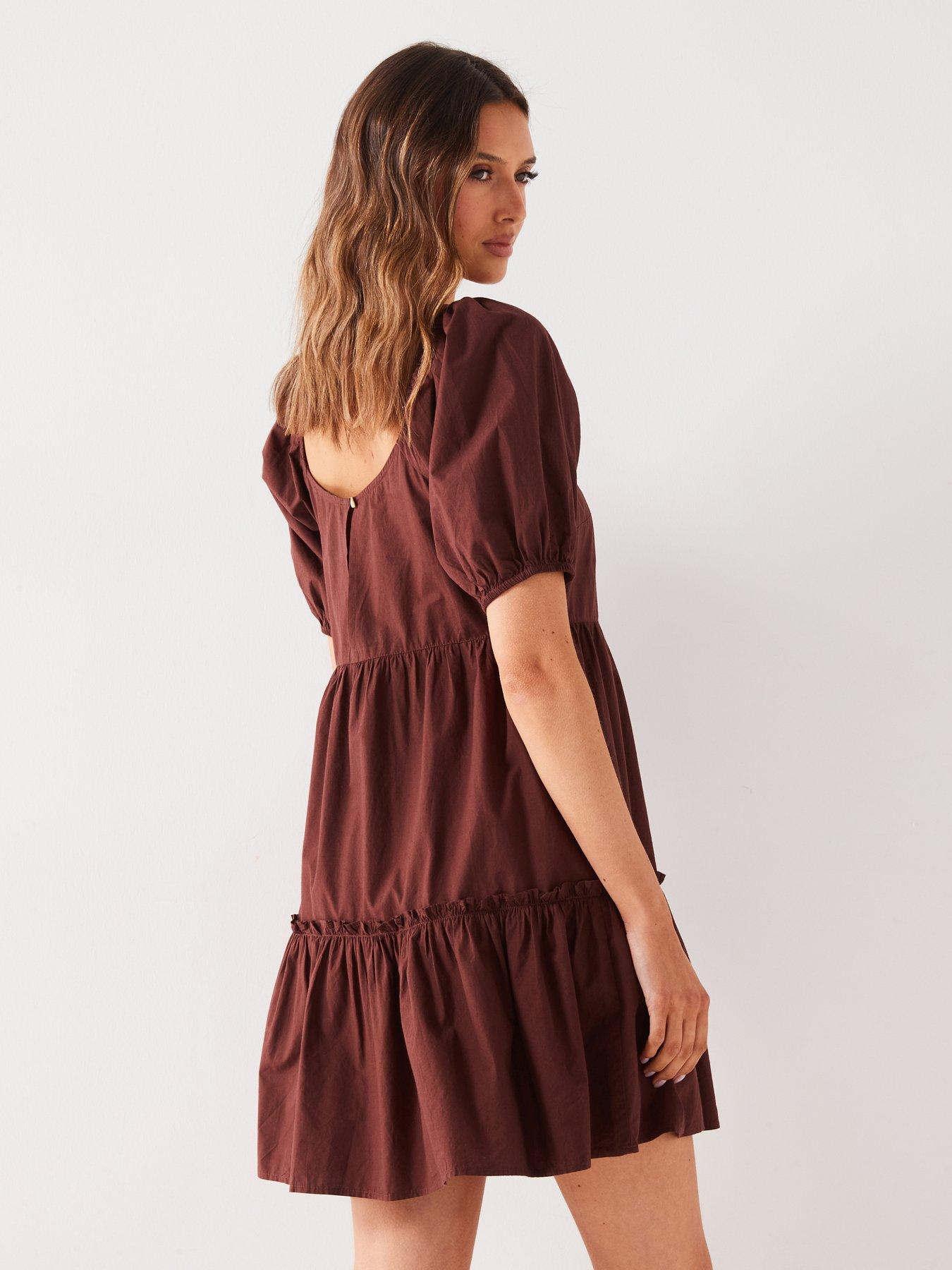 v-by-very-tiered-mini-dress-brownstillFront