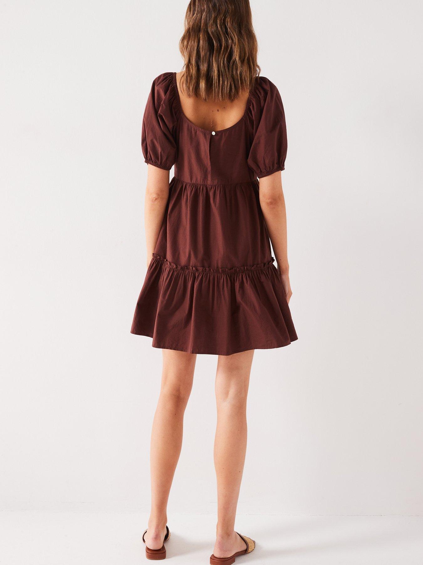 v-by-very-tiered-mini-dress-browndetail