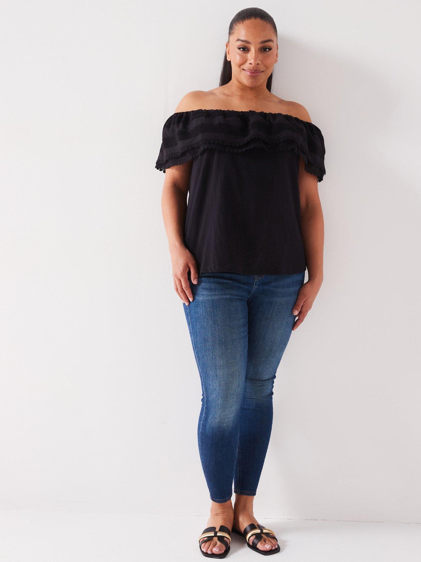 v-by-very-curve-broderie-frill-bardot-top-blackdetail