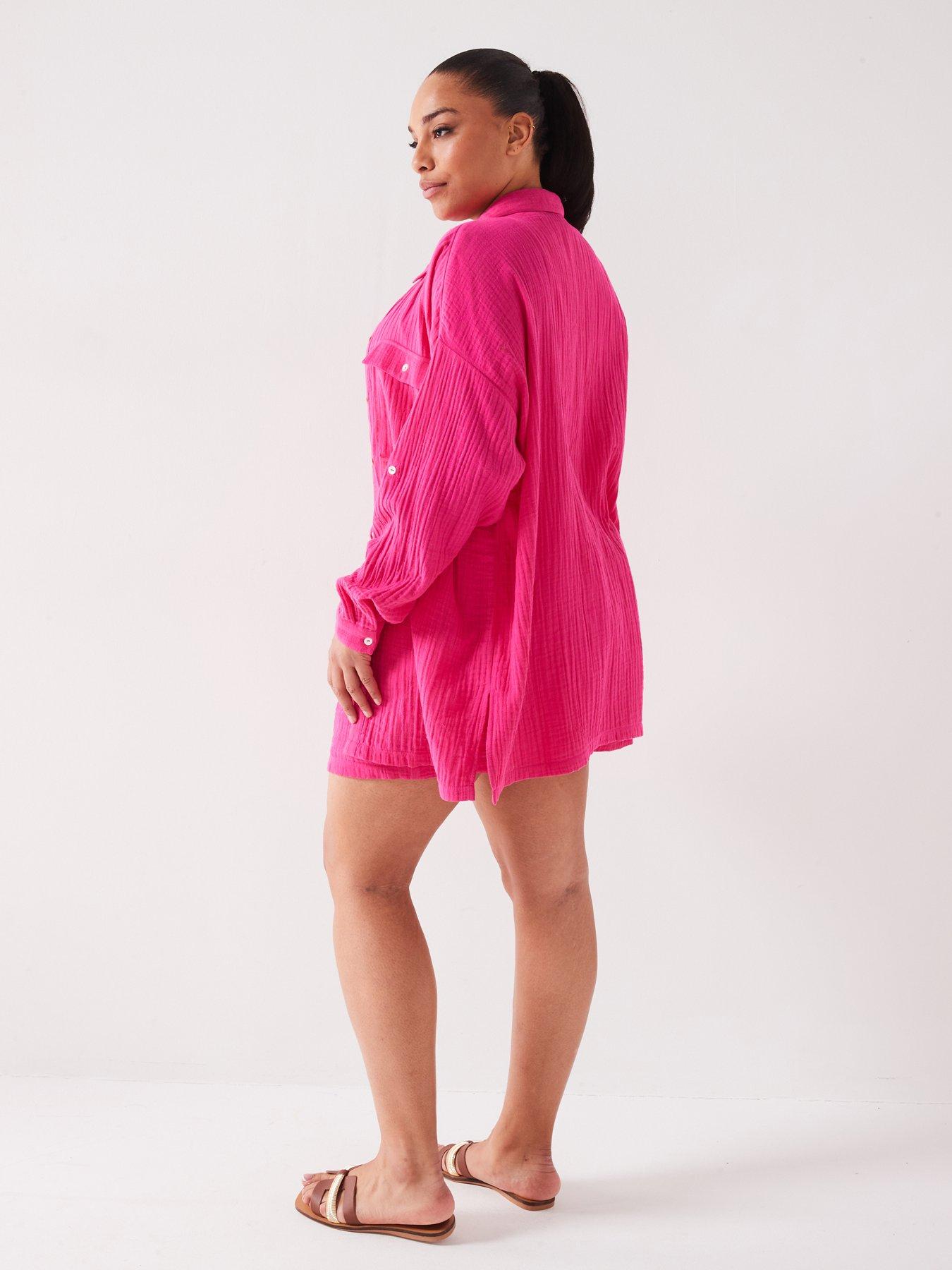 v-by-very-curve-crinkle-pocket-detail-shirt-co-ord-pinkstillFront