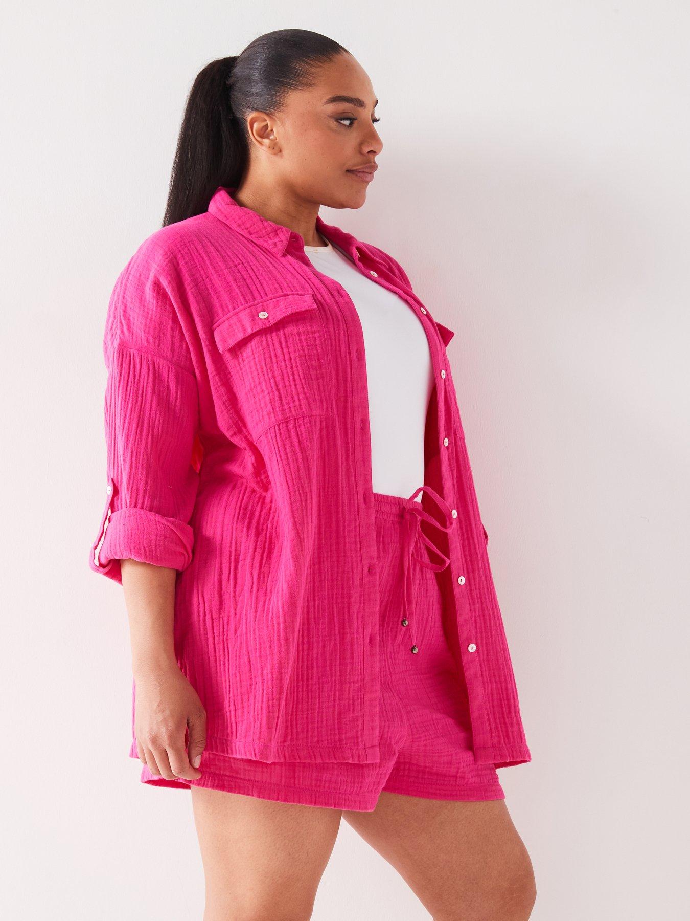 v-by-very-curve-crinkle-pocket-detail-shirt-co-ord-pinkdetail