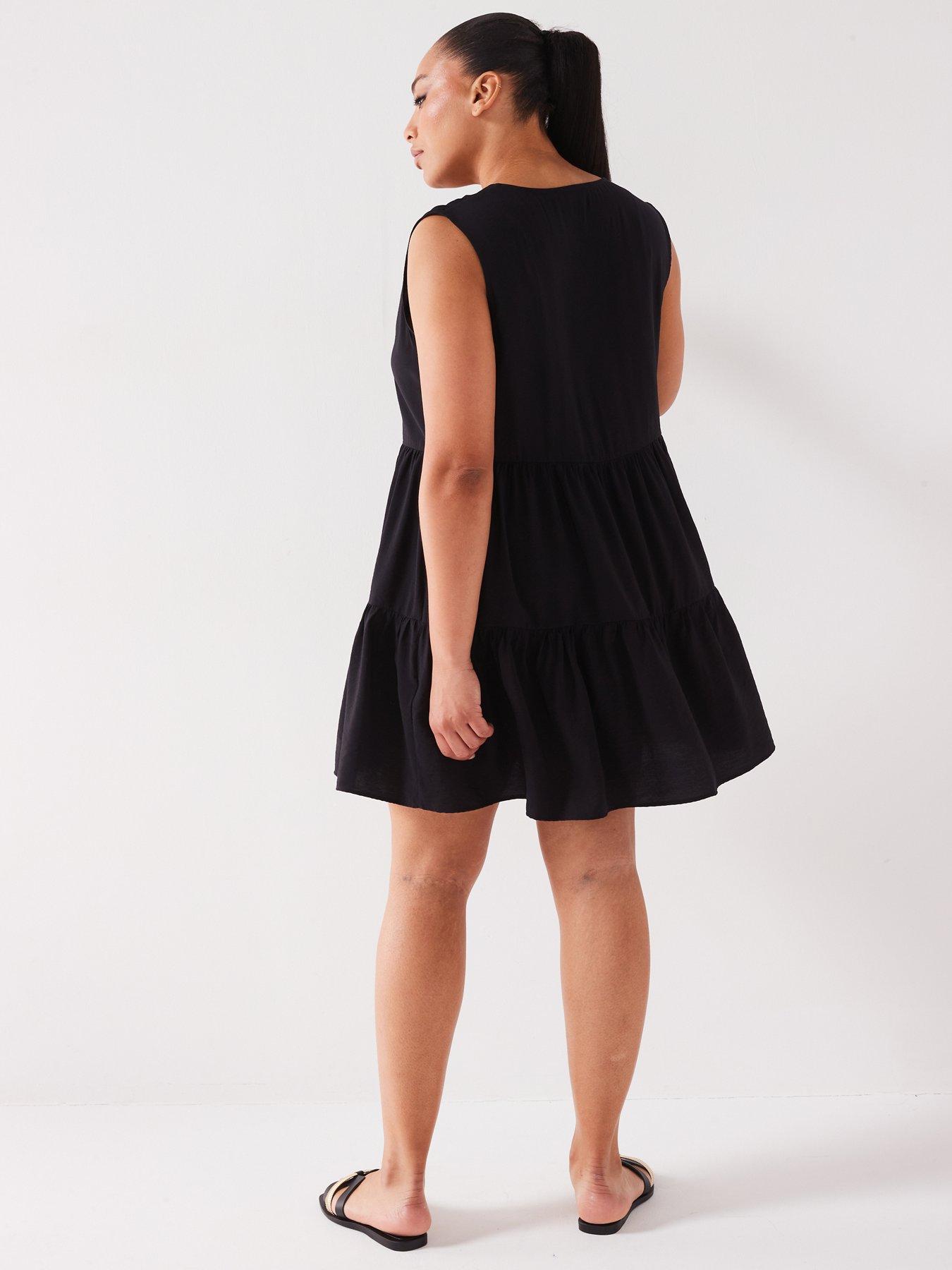 v-by-very-curve-sleeveless-tiered-mini-dress-blackstillFront