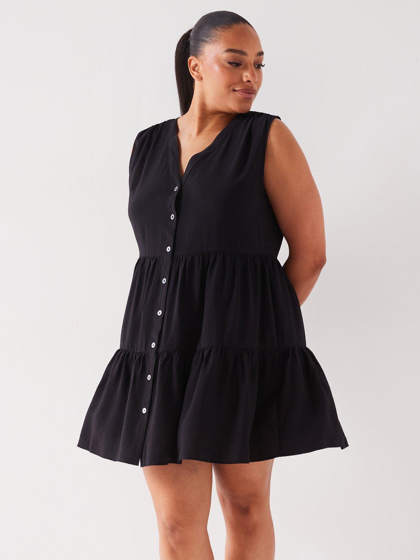 v-by-very-curve-sleeveless-tiered-mini-dress-blackback