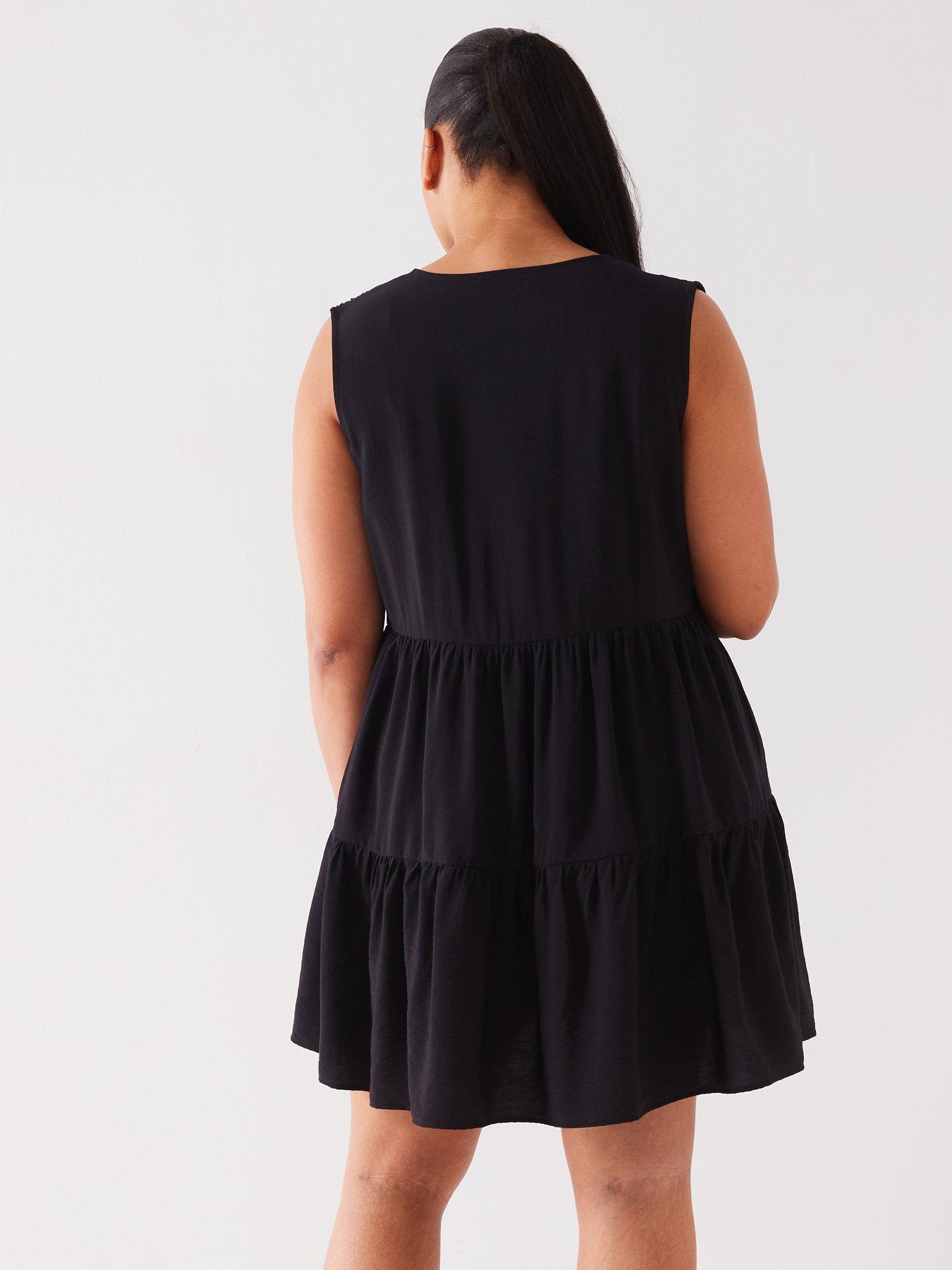 v-by-very-curve-sleeveless-tiered-mini-dress-blackdetail