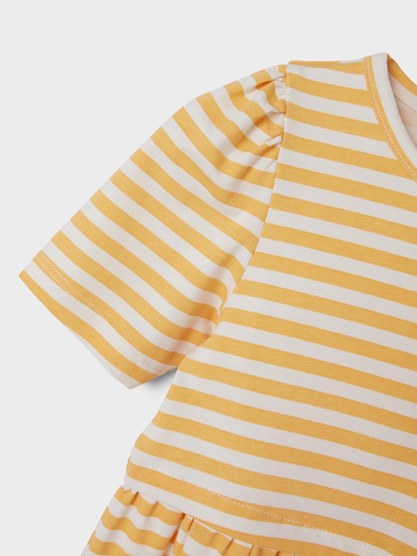 name-it-mini-girls-striped-short-sleeve-dress-pale-marigoldoutfit