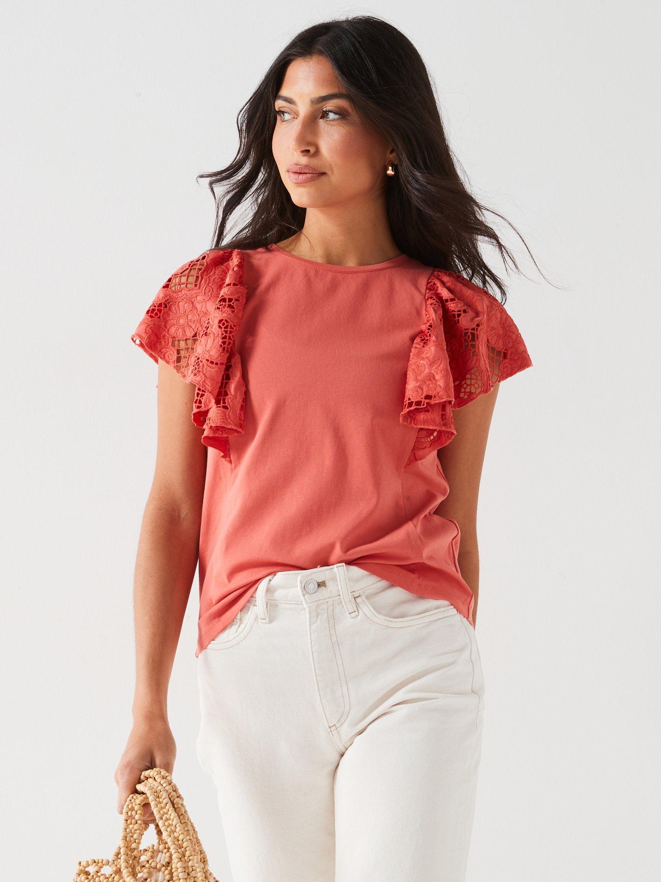 v-by-very-broderie-ruffle-sleeve-t-shirt-coral