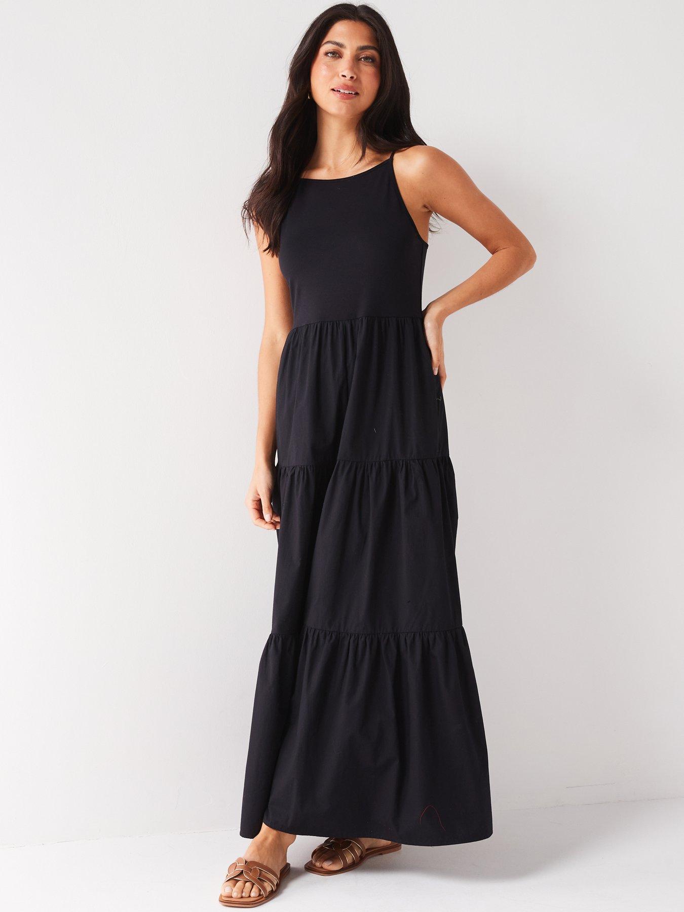 v-by-very-sleeveless-tiered-maxinbspdress-blackoutfit