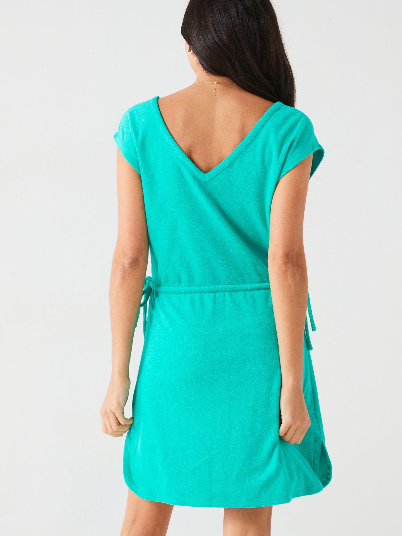 v-by-very-towelling-mini-dress-greenstillFront