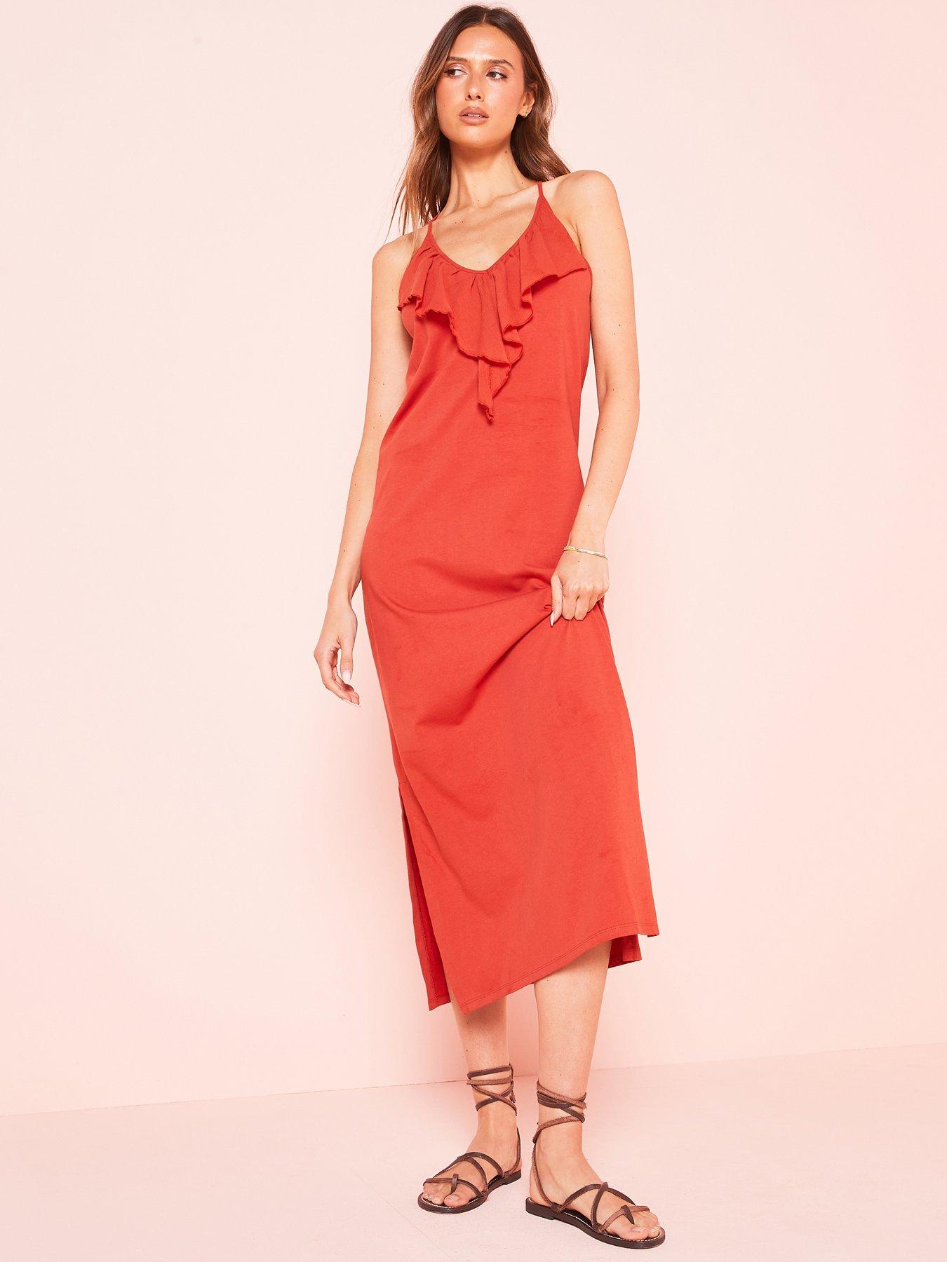 v-by-very-ruffle-front-jersey-midinbspdress-red