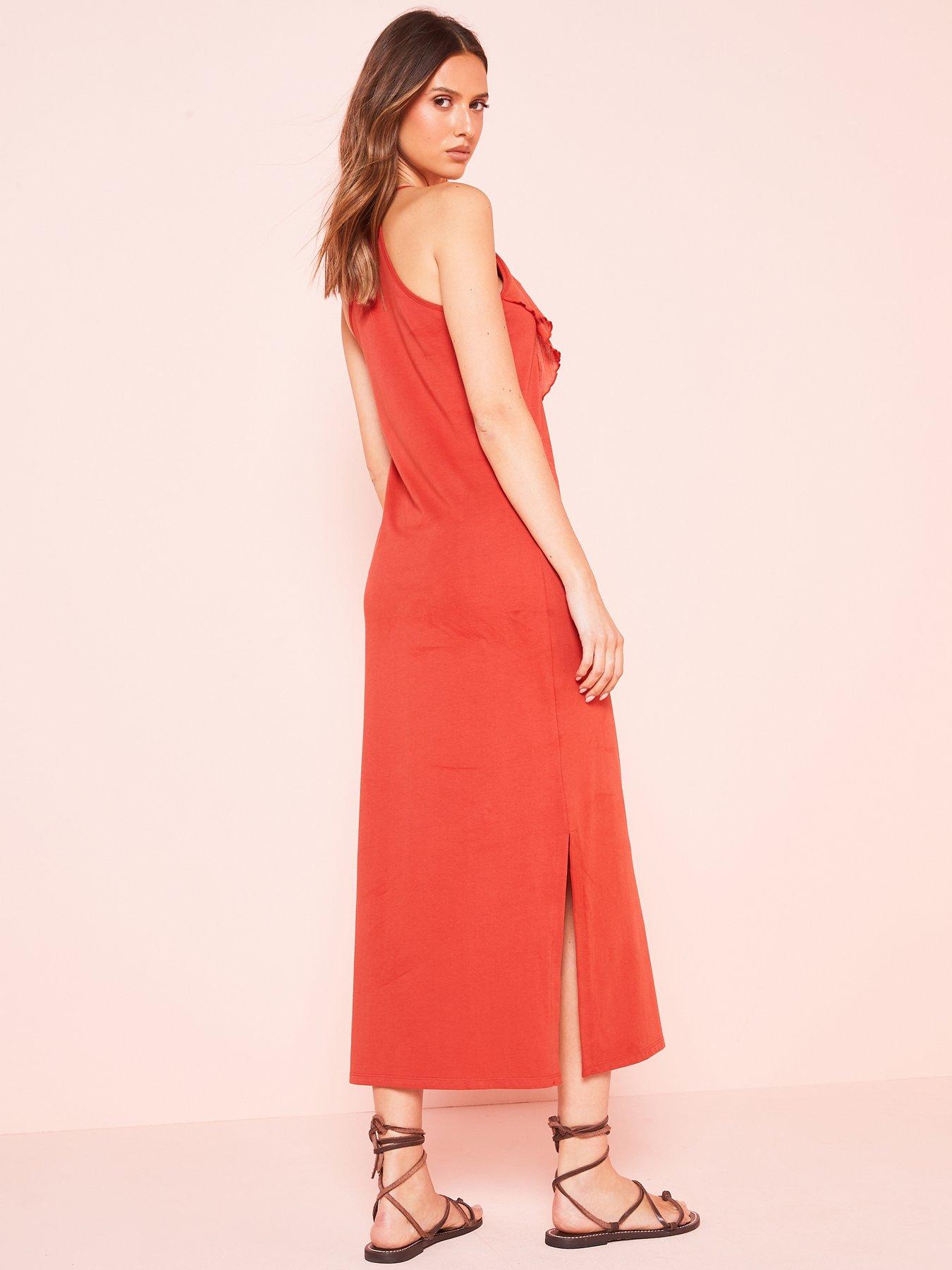 v-by-very-ruffle-front-jersey-midinbspdress-redstillFront