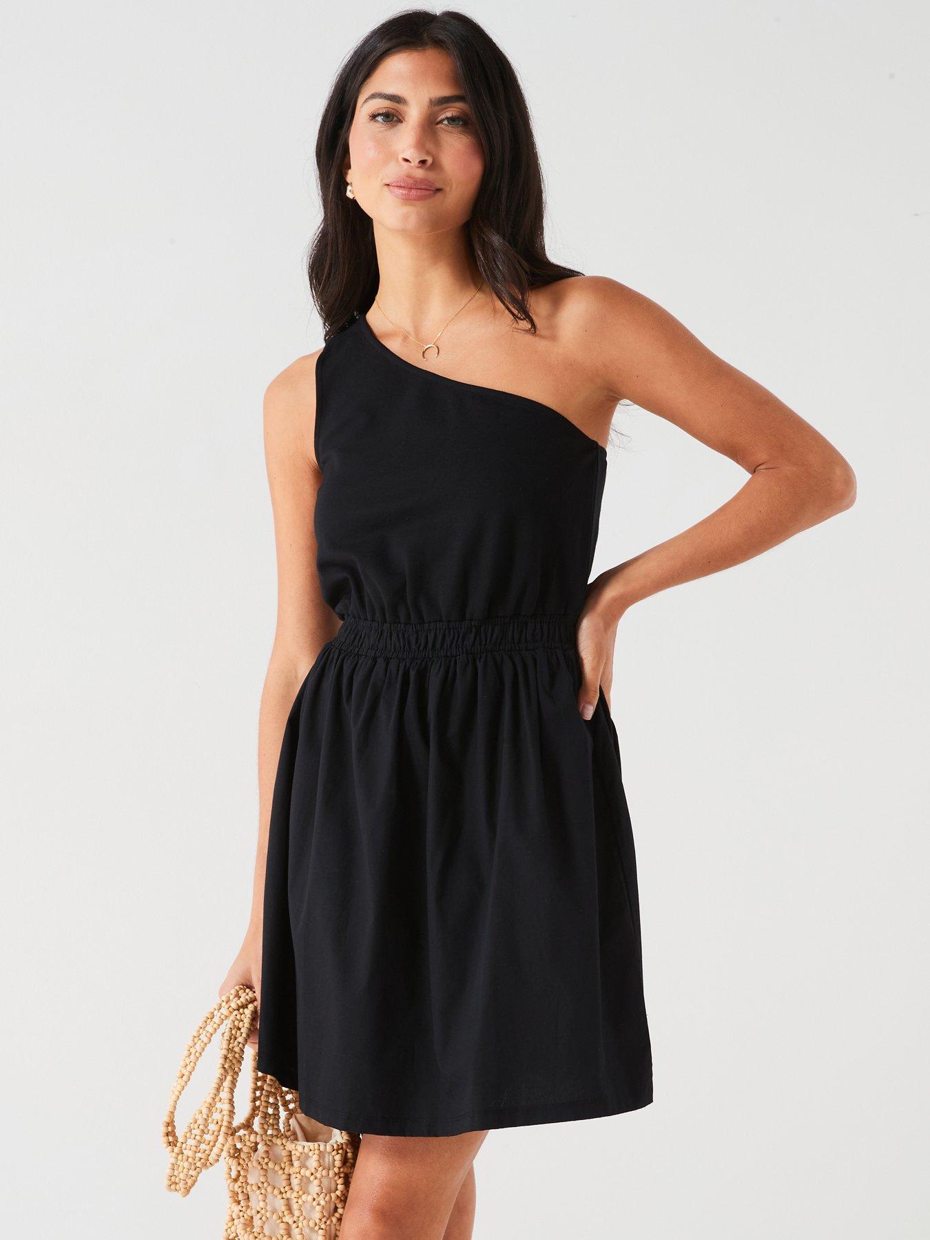 v-by-very-one-shoulder-jersey-woven-mix-dress-black