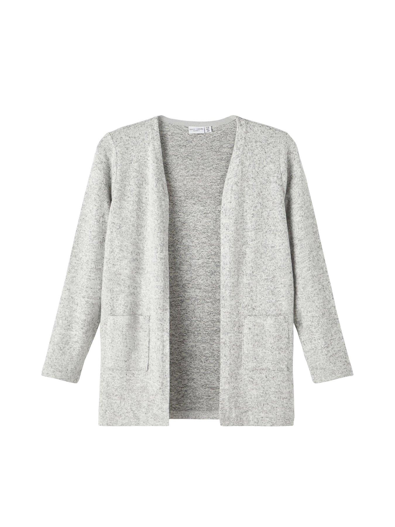 name-it-girls-longline-cardigan-grey-melangestillFront