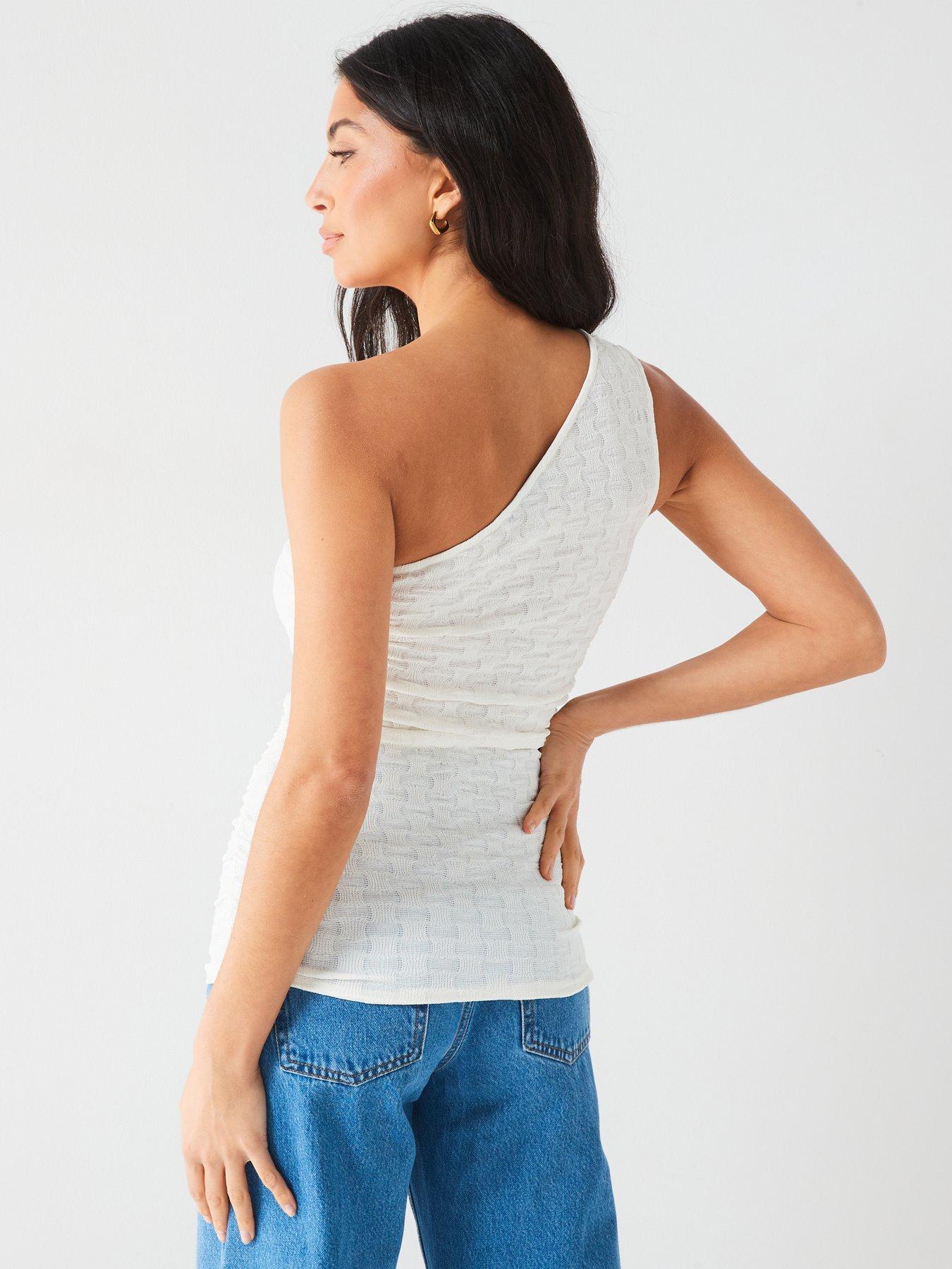 v-by-very-one-shoulder-shirred-side-top-creamstillFront