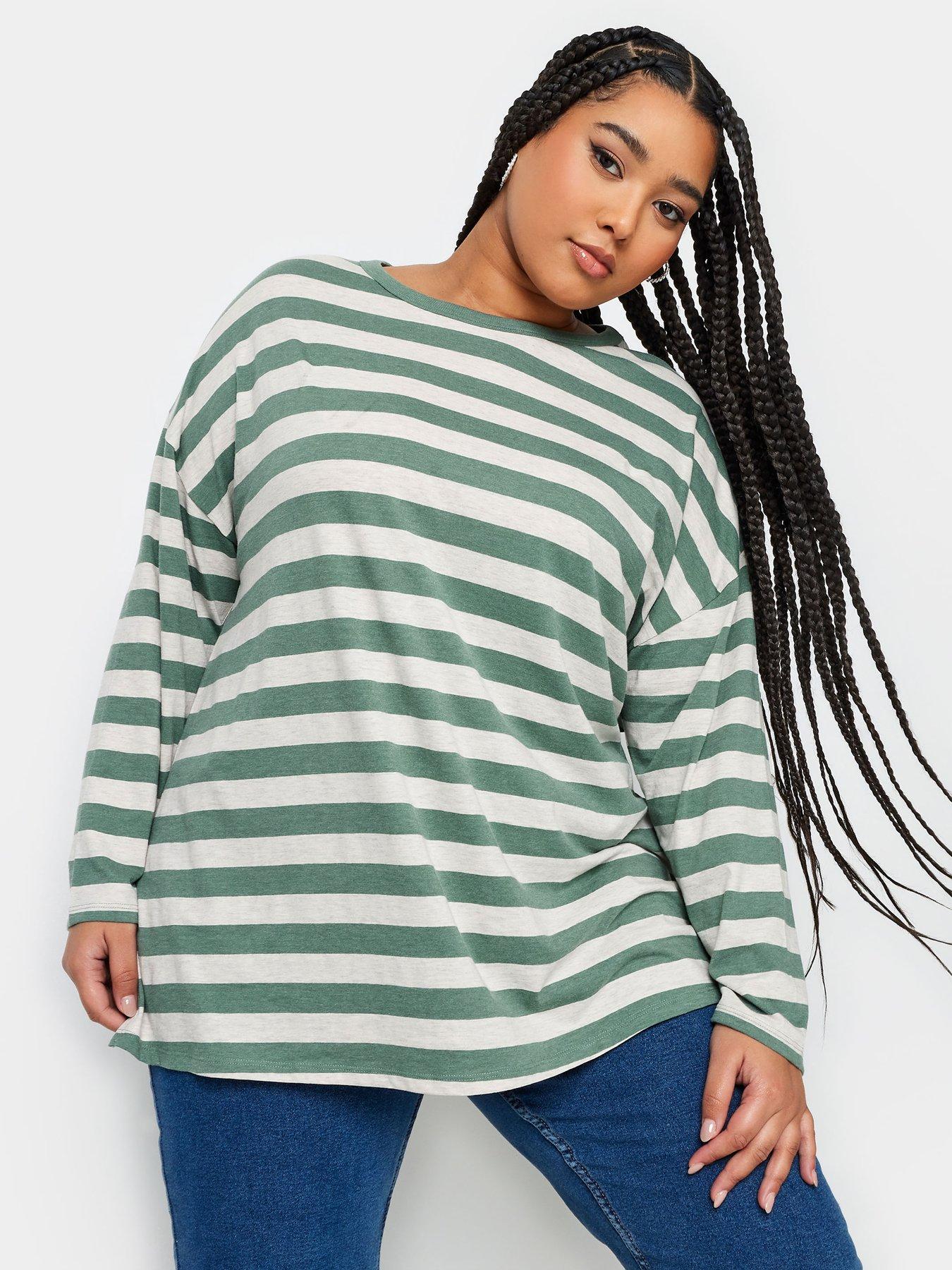 yours-yours-fashion-throw-on-stripe-top-sage-oatmeal