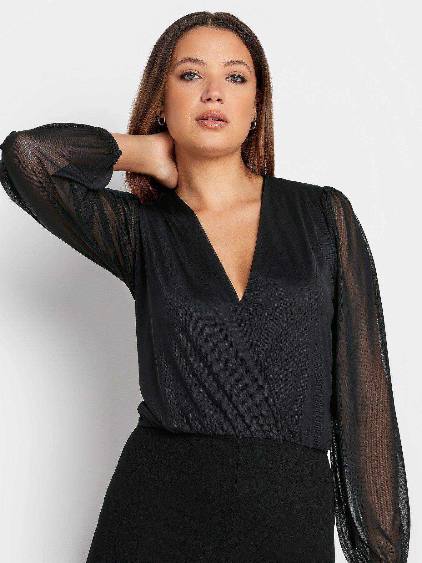 long-tall-sally-black-mesh-sleeve-wrap-jumpsuitoutfit