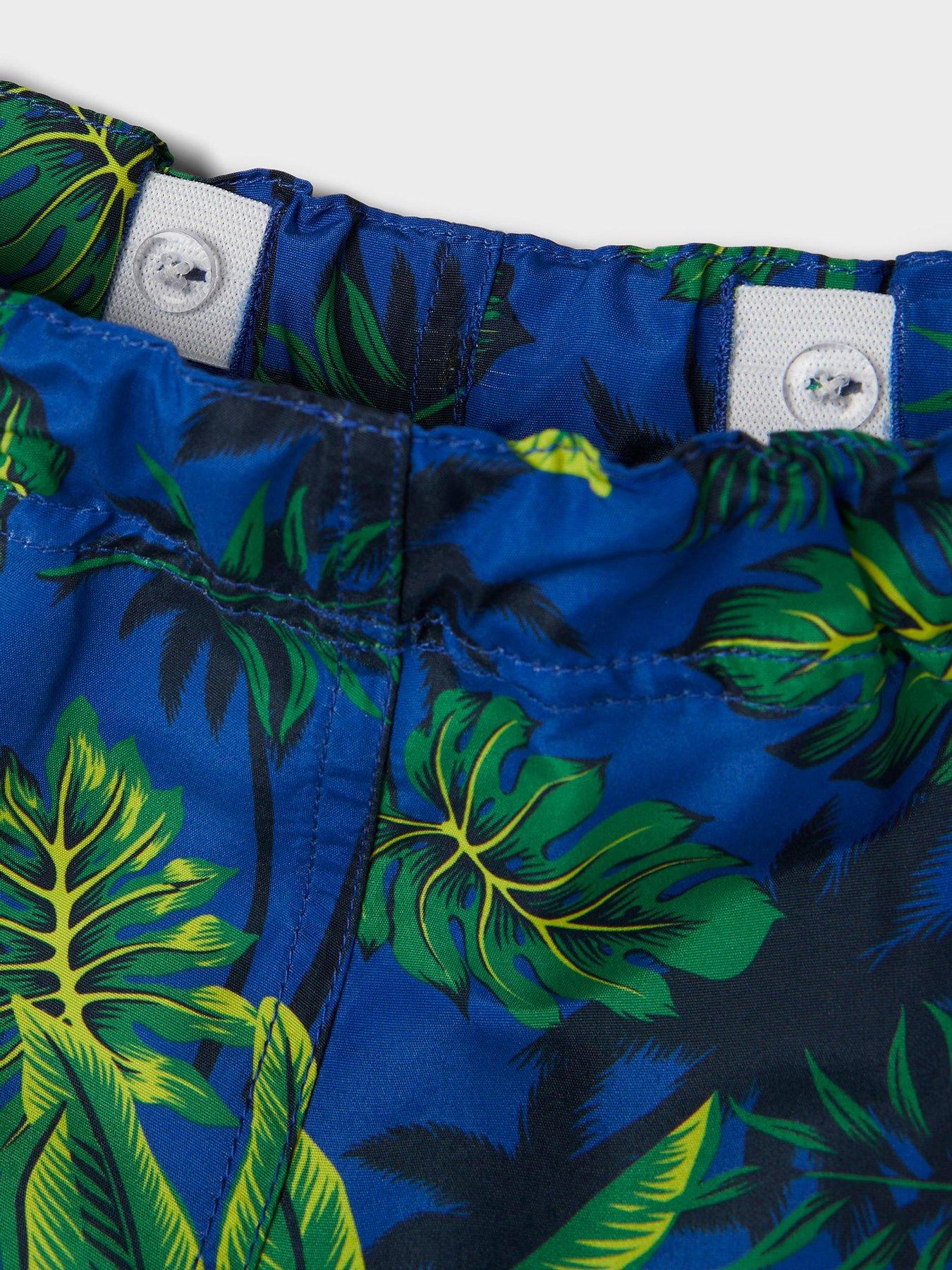 Image 3 of 3 of Name It Boys Palm Tree Swim Shorts - Surf The Web - Blue